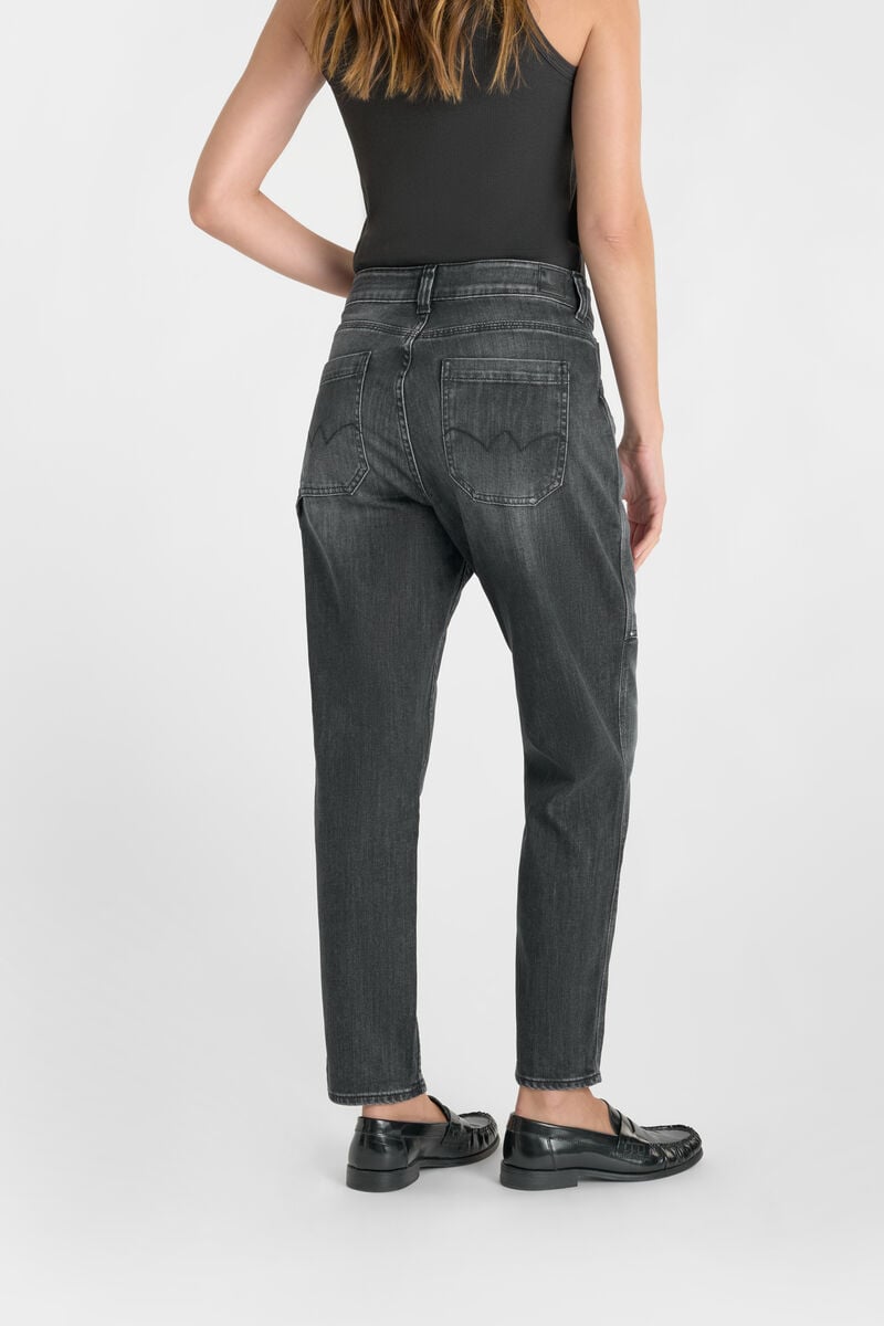 Loose jeans, large girlfriend high waist, 7/8 length LE TEMPS DES CERISES Black