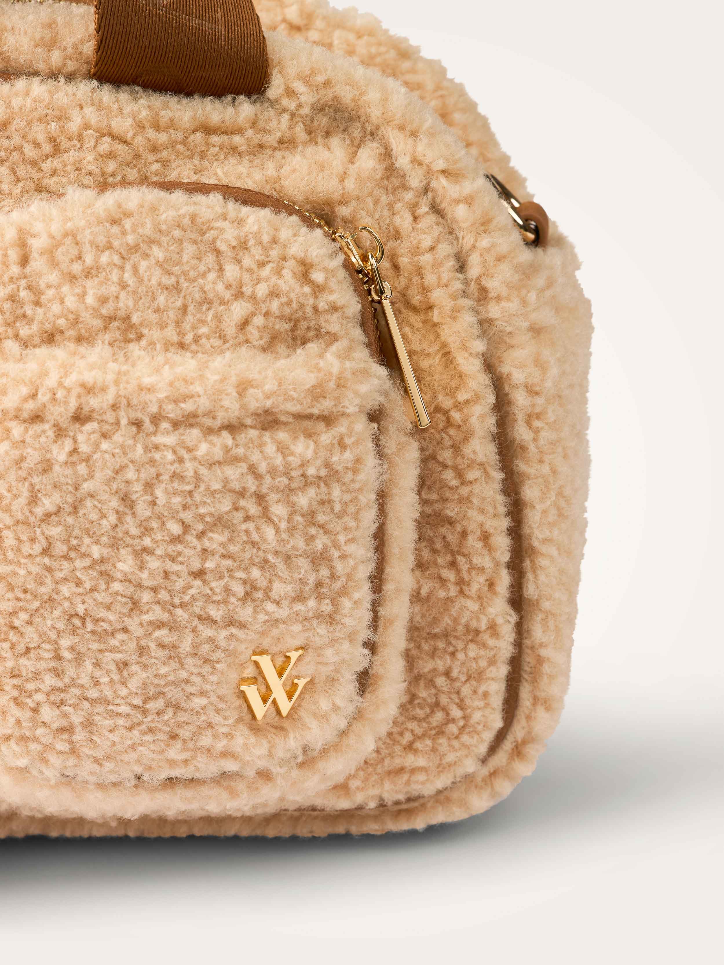 Mini sac bowling en sherpa VANESSA WU Beige