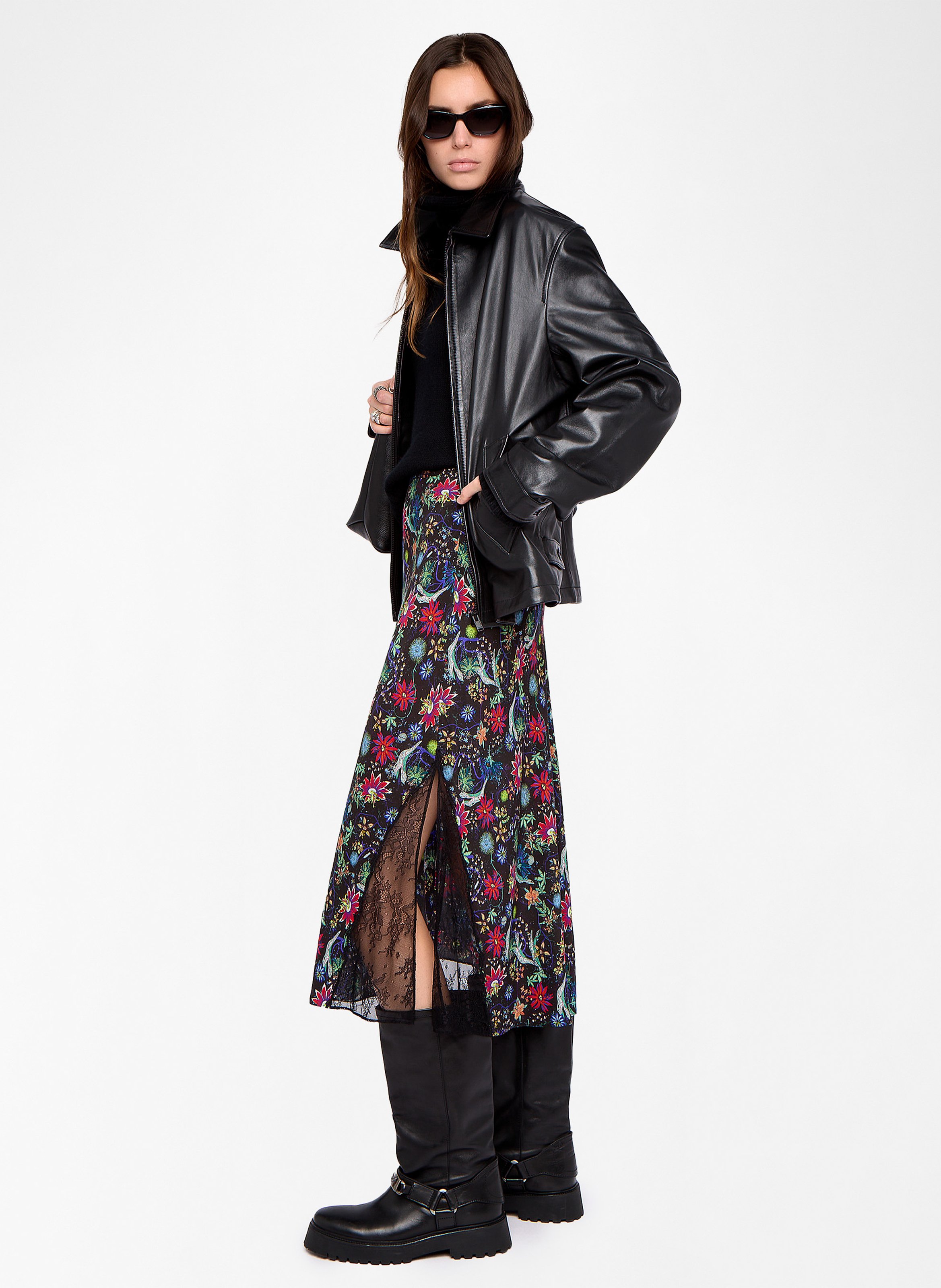 Jupe midi fluide fendue imprimée ZADIG&amp;VOLTAIRE Bleu