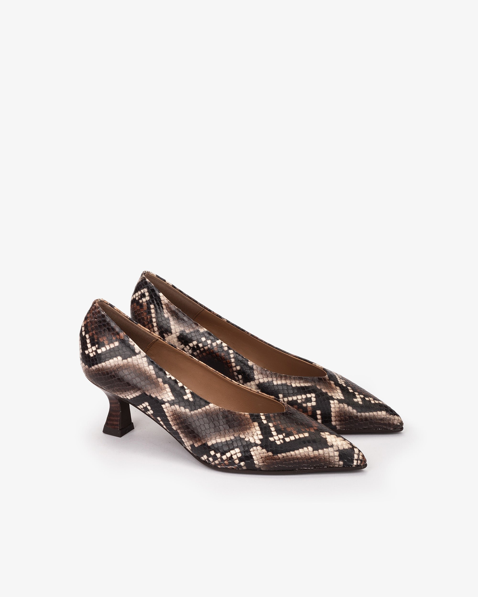 Brown snake print leather pumps PEDRO MIRALLES Brown