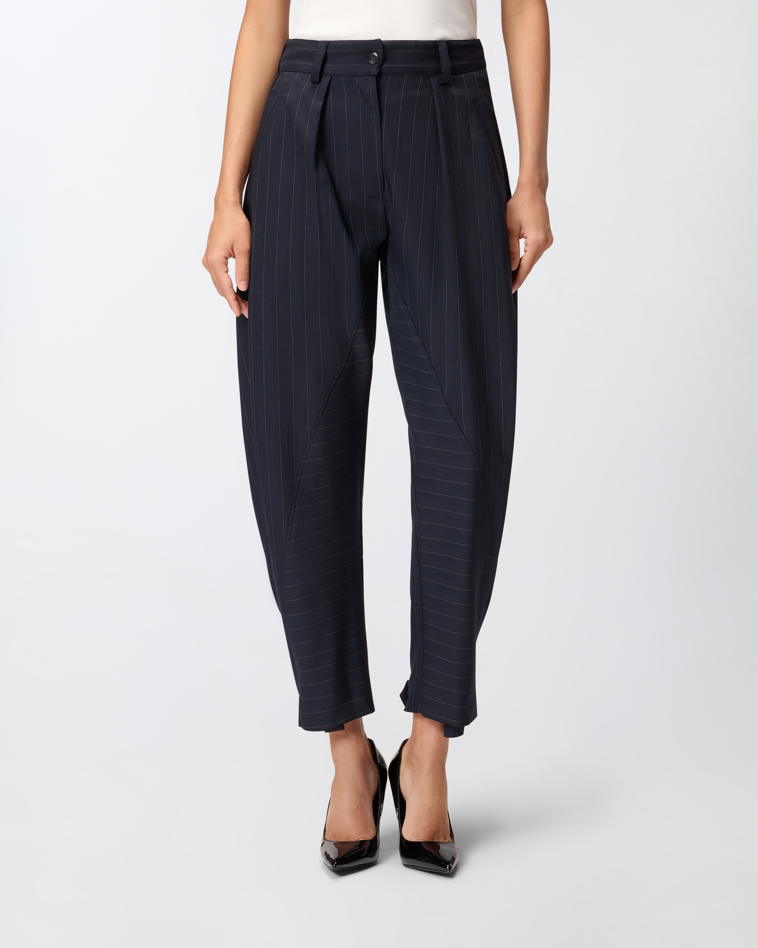 Wool balloon pants with fine stripes PINKO Multicolored