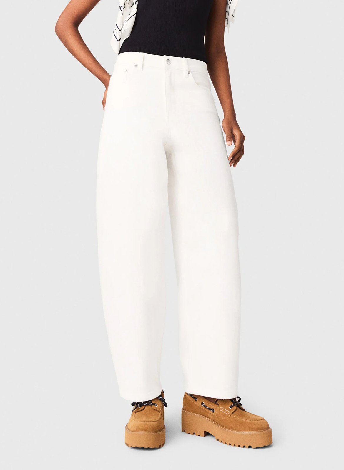 Wijde broek met hoge taille in effen kleur MAJE Wit