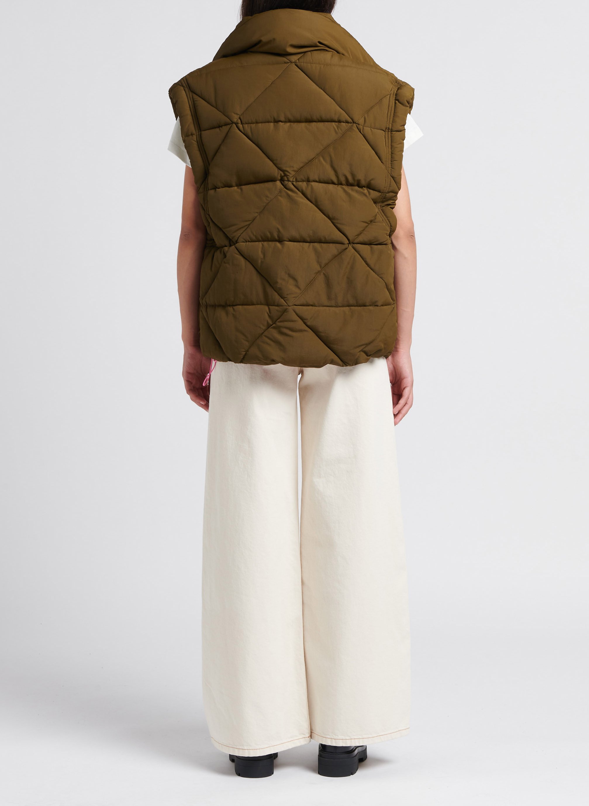 Doudoune droite sans manches OOF Kaki