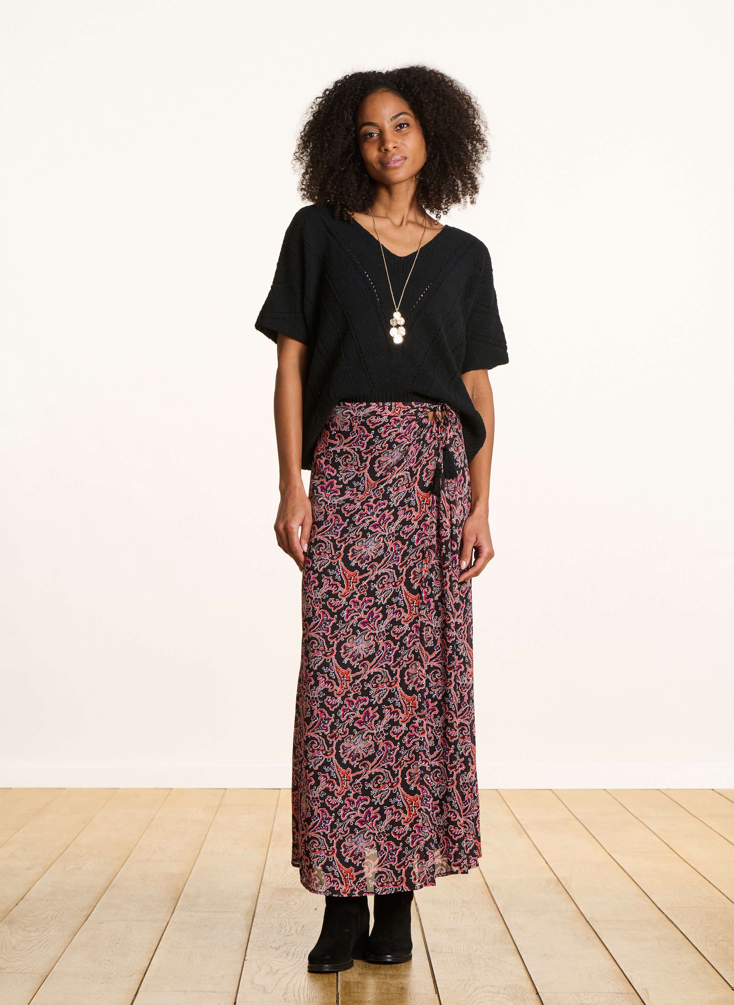 Jupe longue évasée à imprimé LA FEE MARABOUTEE Multicolore