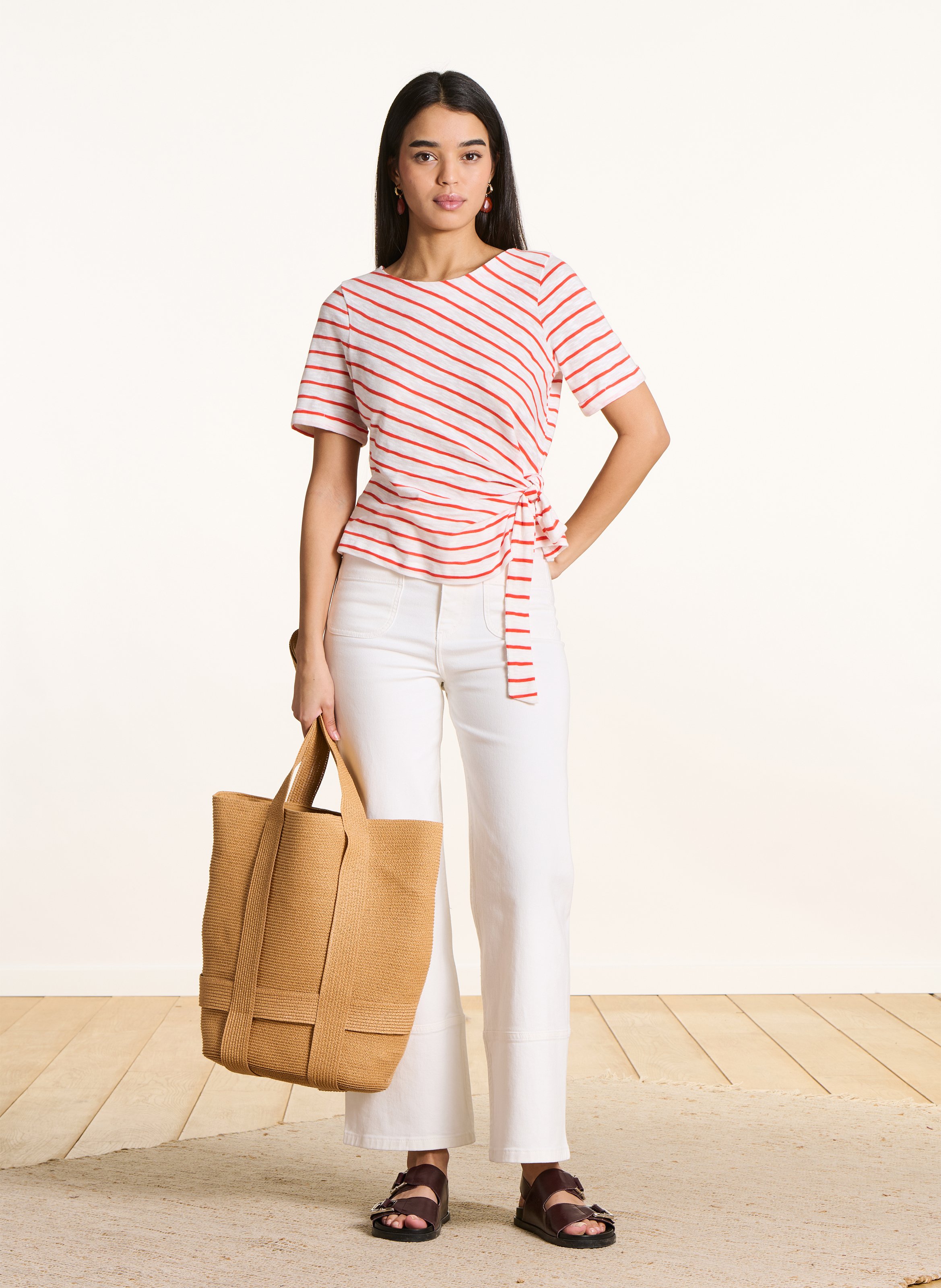 Tee-shirt col rond en coton LA FEE MARABOUTEE Rose