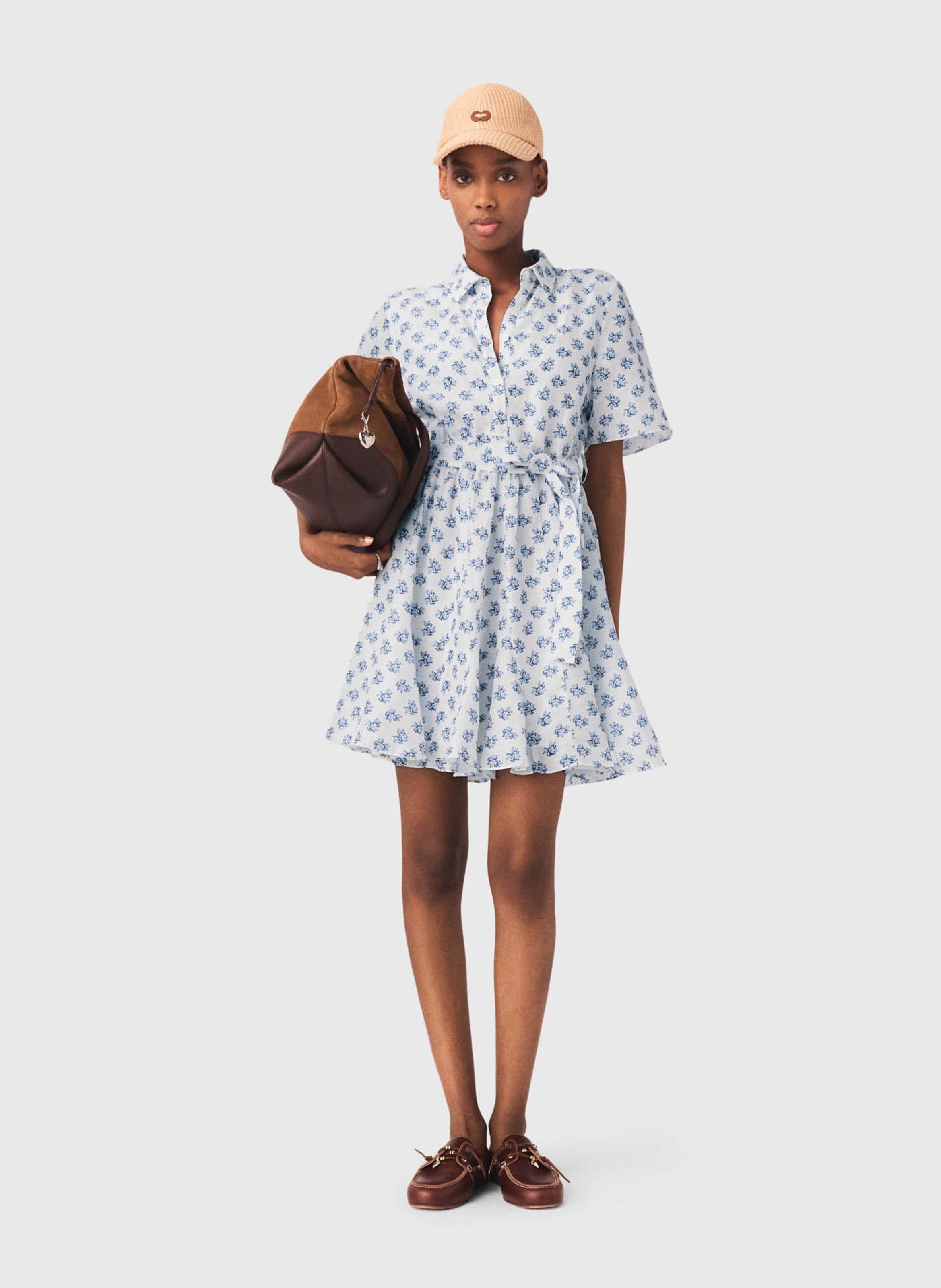 Gerende jurk met print MAJE Blauw