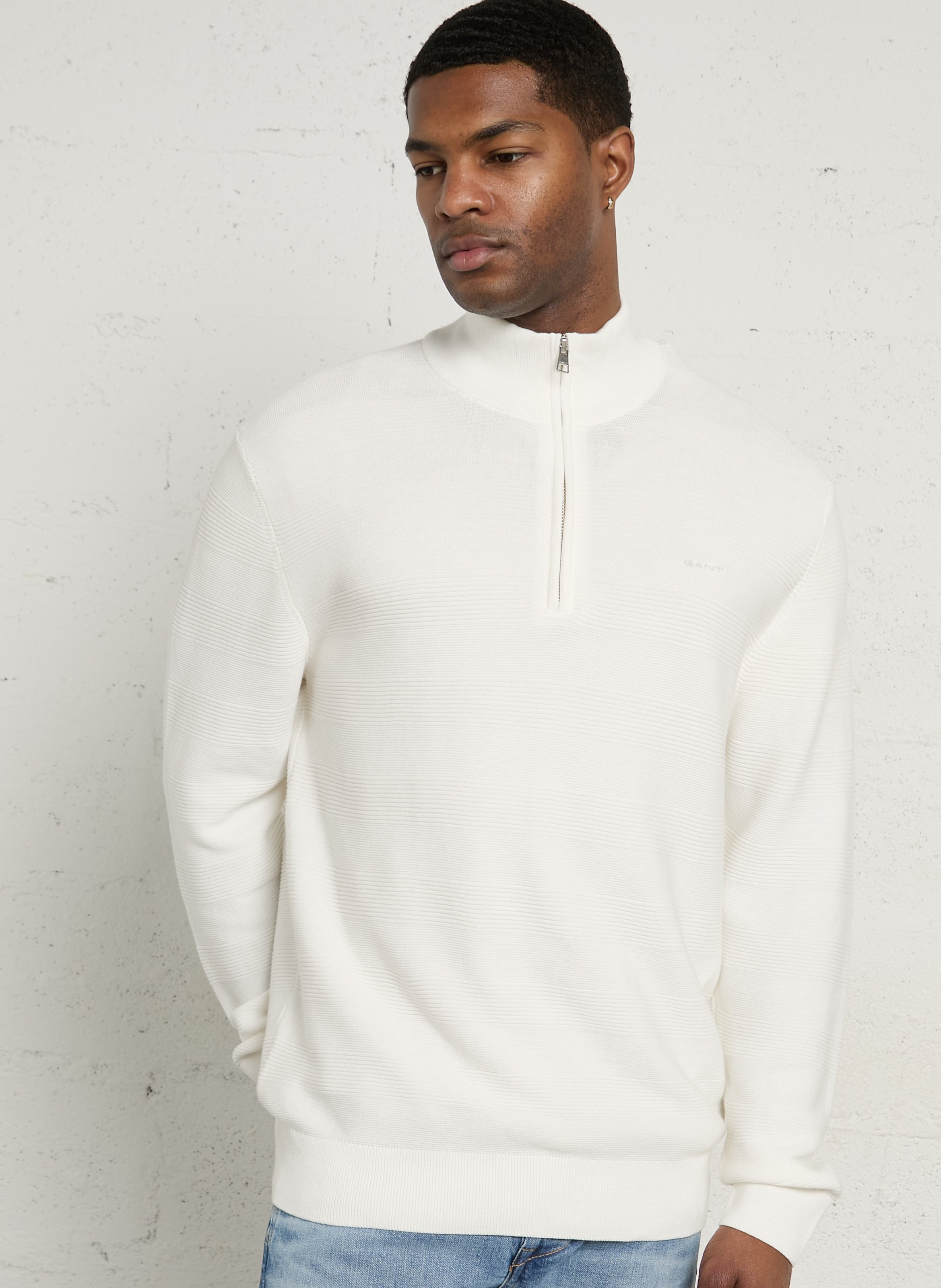 Pull droit col camionneur en coton GANT Beige