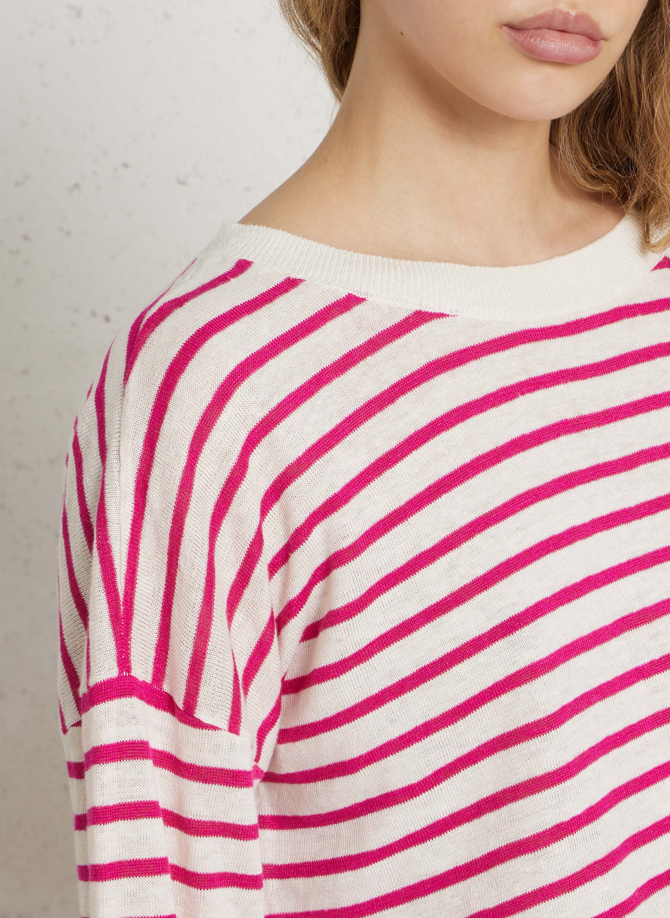 Oversized linen sweater DES PETITS HAUTS Pink