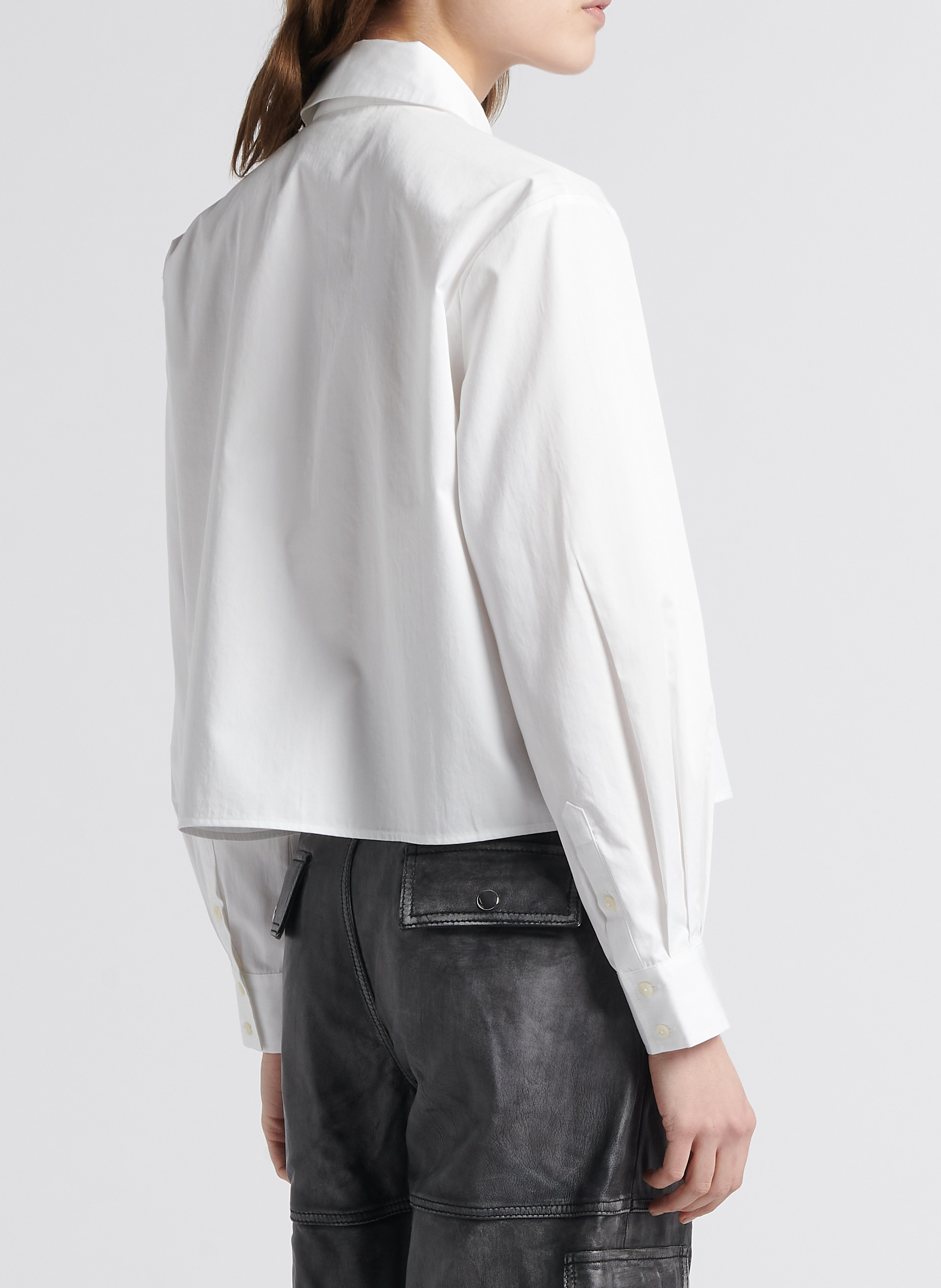 Straight-fit, kort overhemd van katoen met klassieke kraag SAISON 1865 Wit