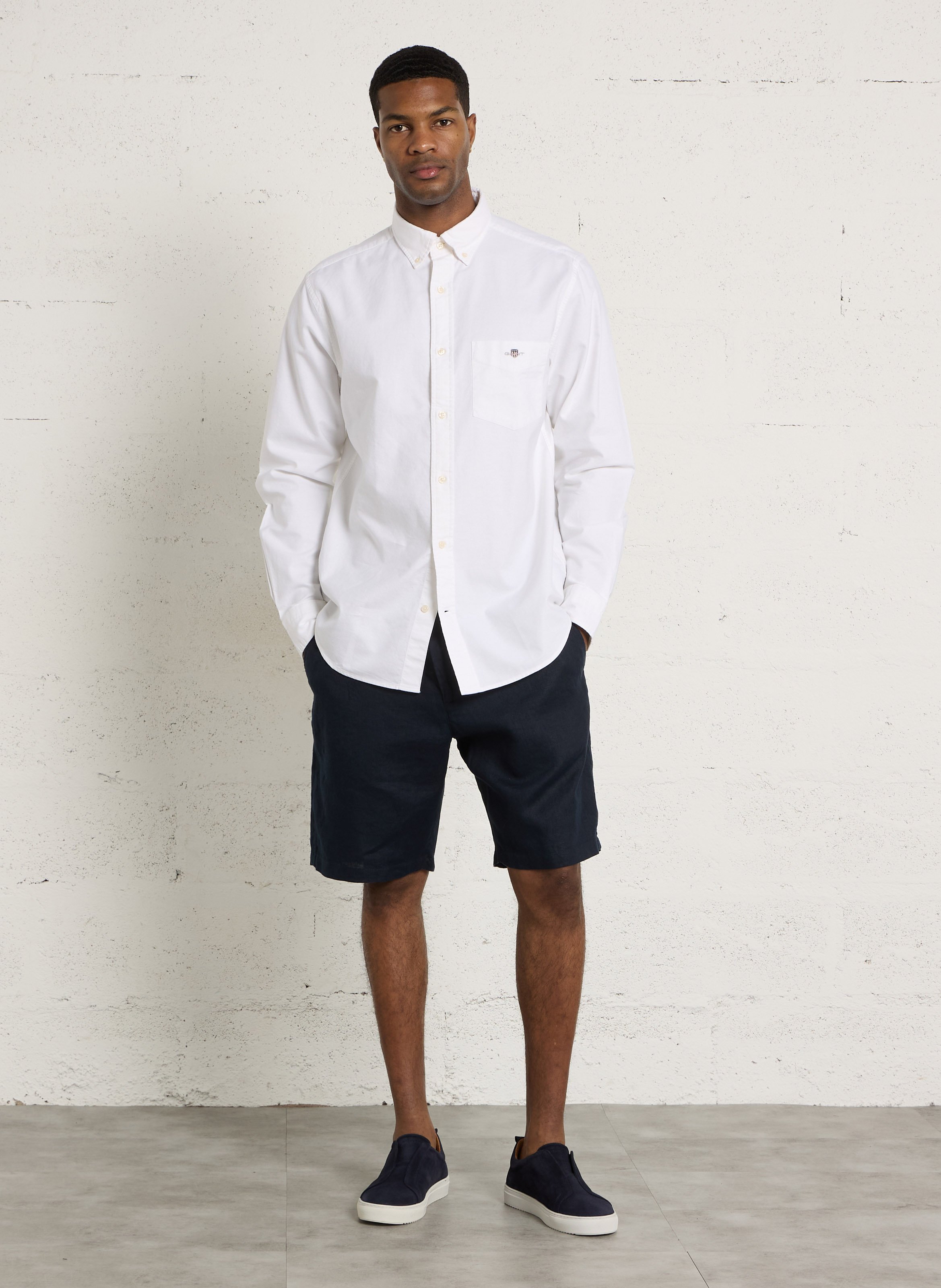 Chemise regular-fit col américain en coton GANT Blanc