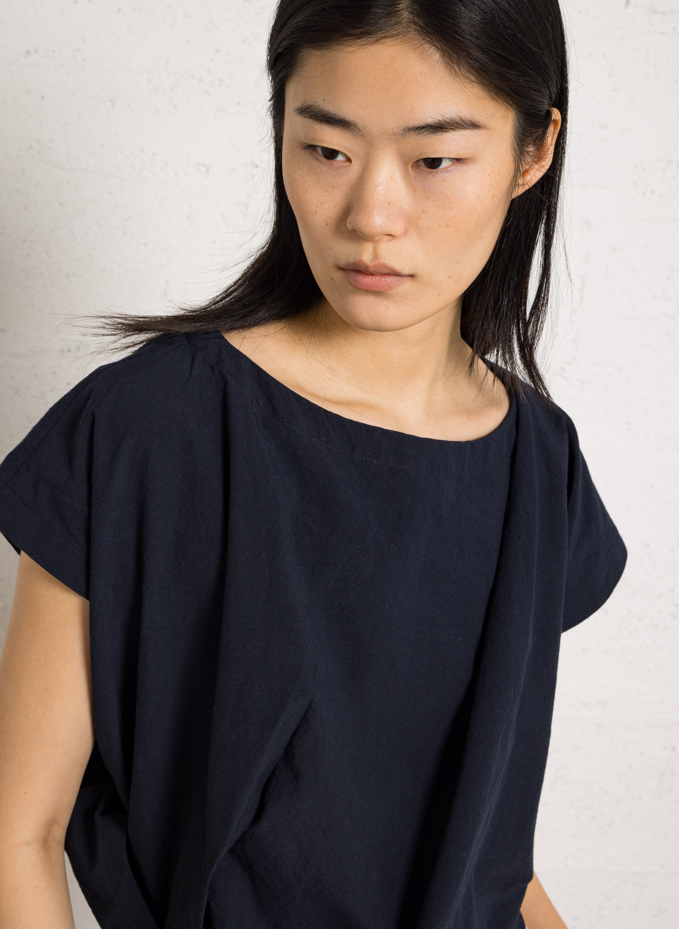 Solid color wrap-around top SOEUR Blue