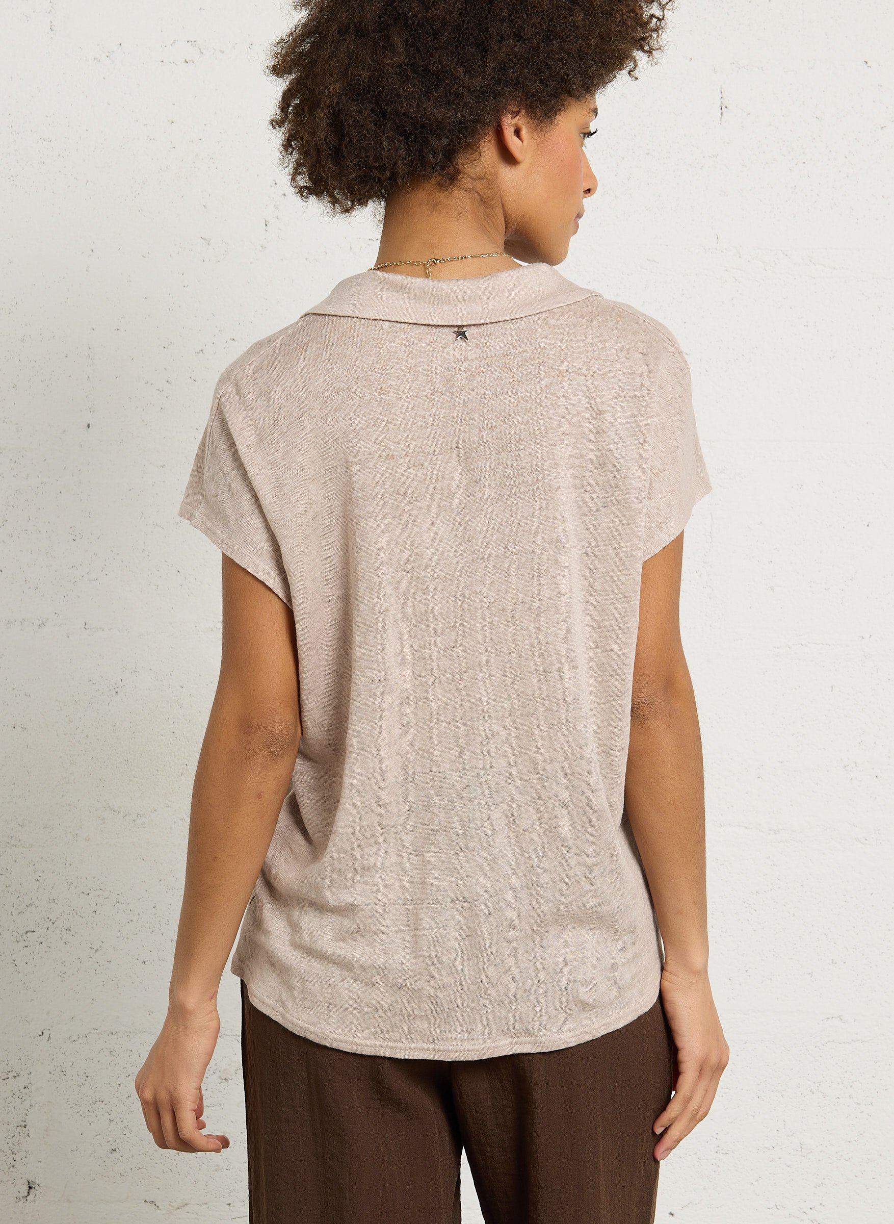 Weites Leinen-T-Shirt SUD EXPRESS Beige