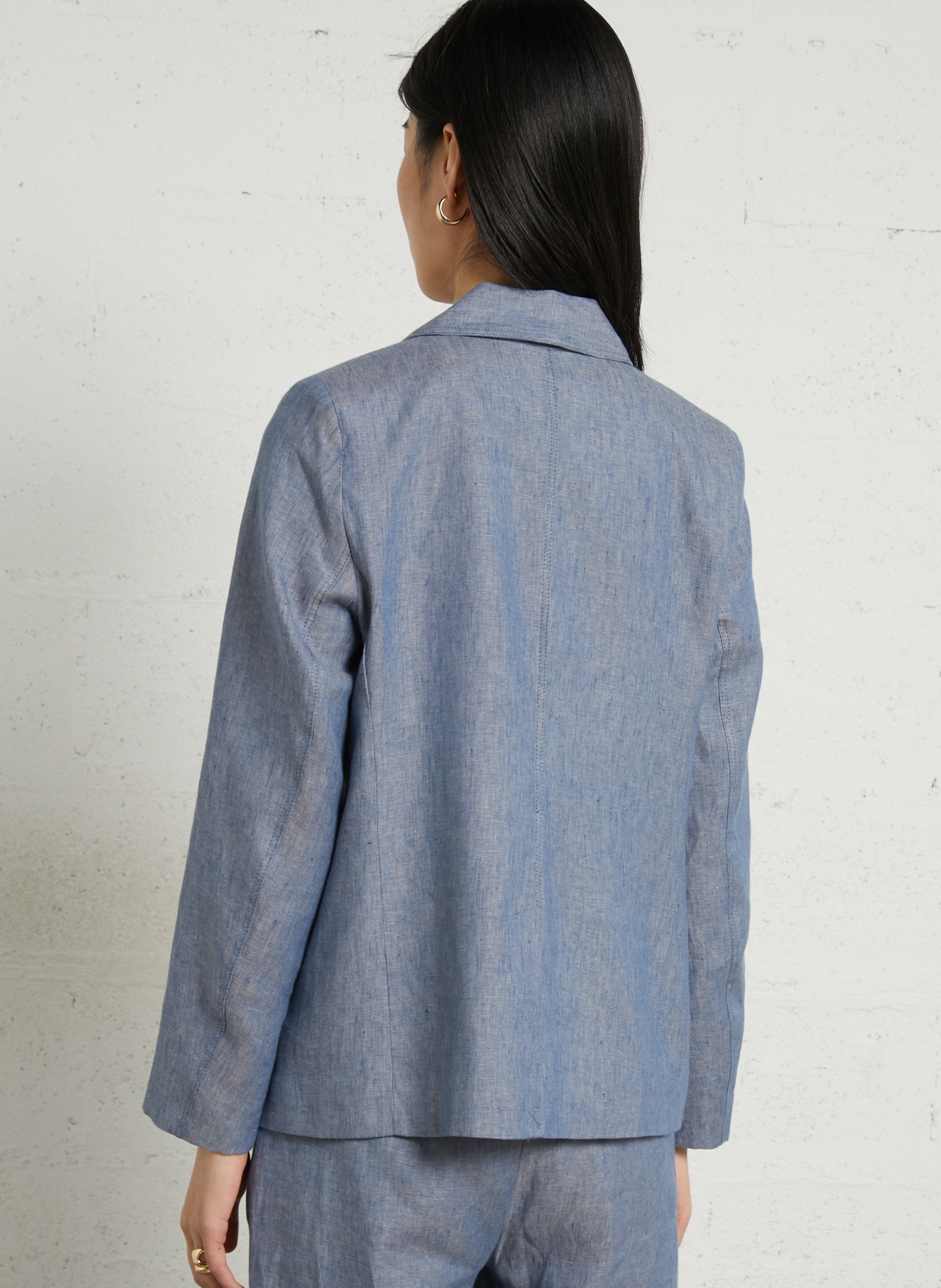 Straight-cut linen blazer SUD EXPRESS Blue