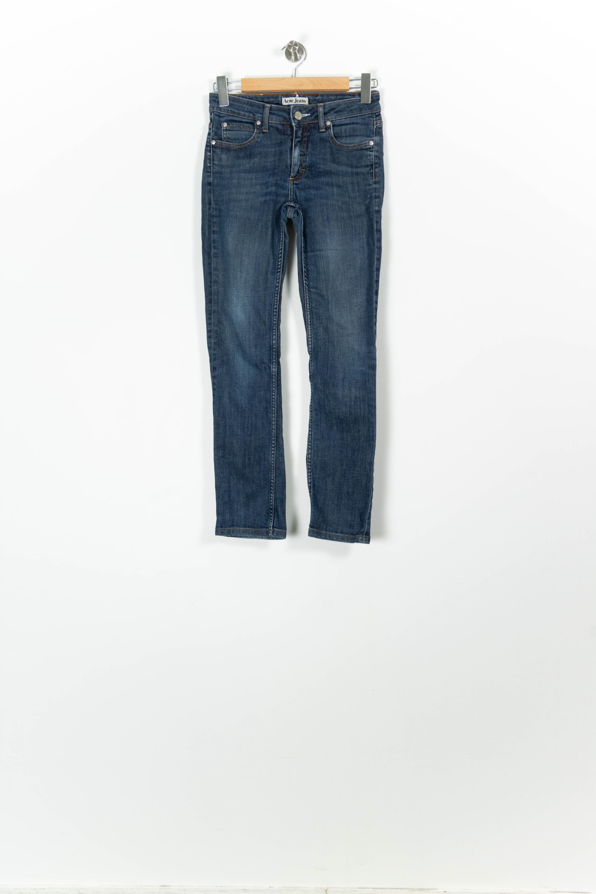 Cropped slim jeans with studs ACNE STUDIOS - Seconde Main Blue