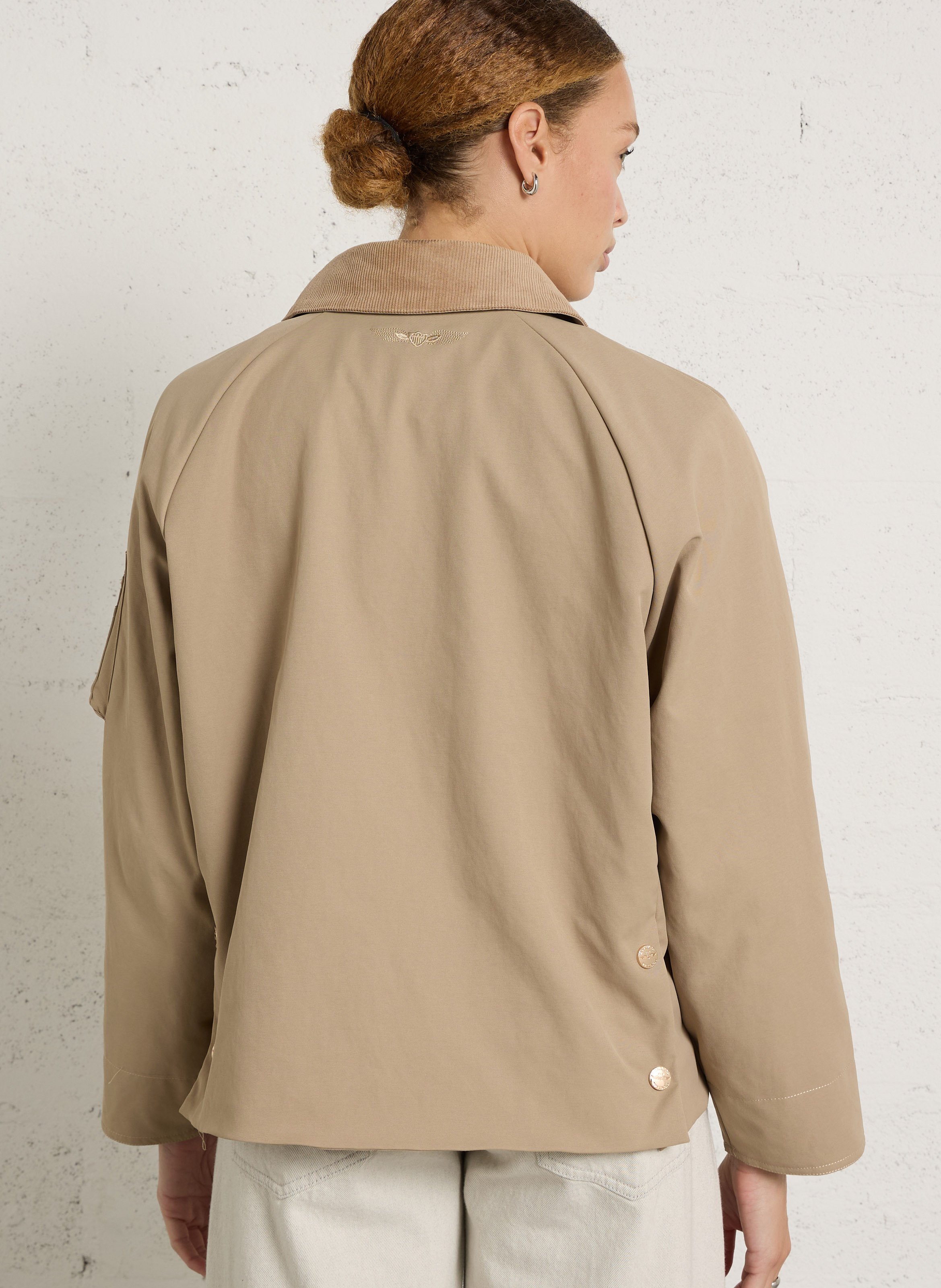 Straight cotton jacket with classic collar BOMBERS ORIGINAL Beige