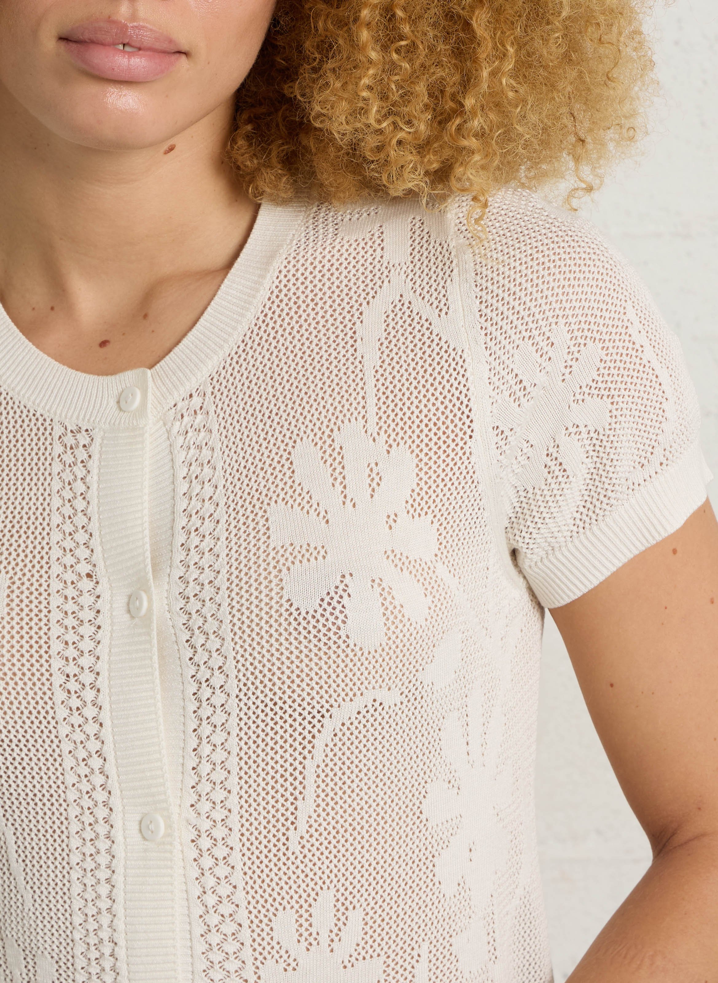 Straight cardigan in blended cotton White