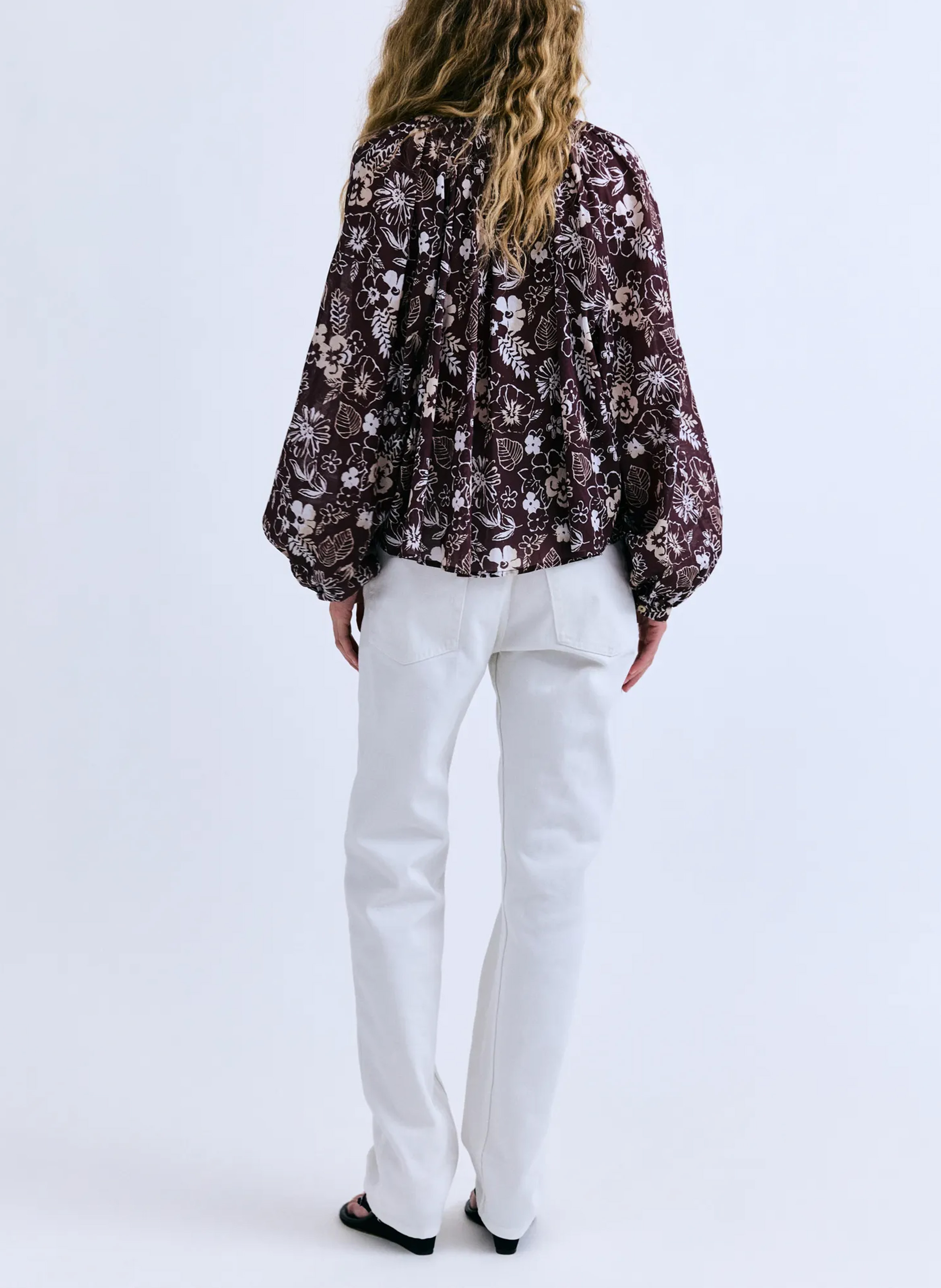 Blouse imprimée col v LOVE STORIES Marron