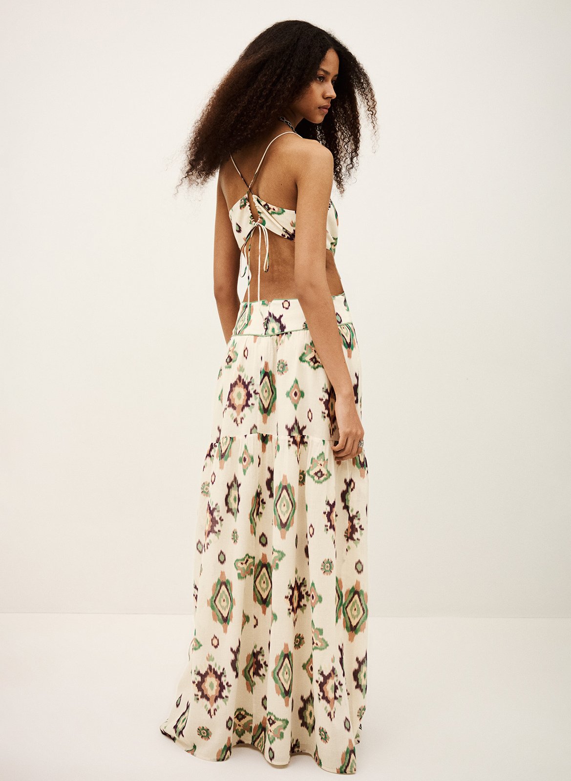 Robe longue évasée en coton BA&SH Beige