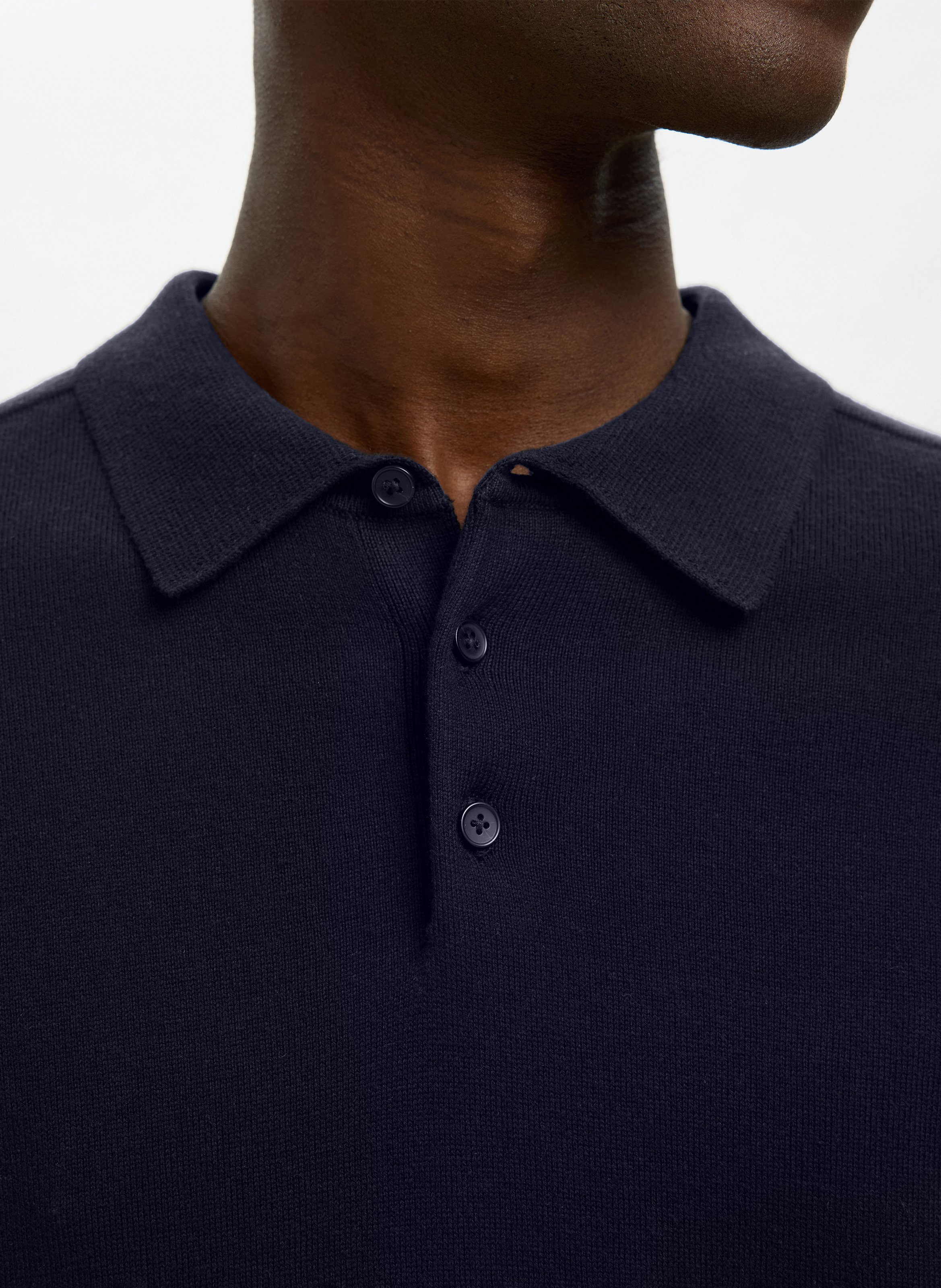 Straight cotton knit polo SELECTED Blue