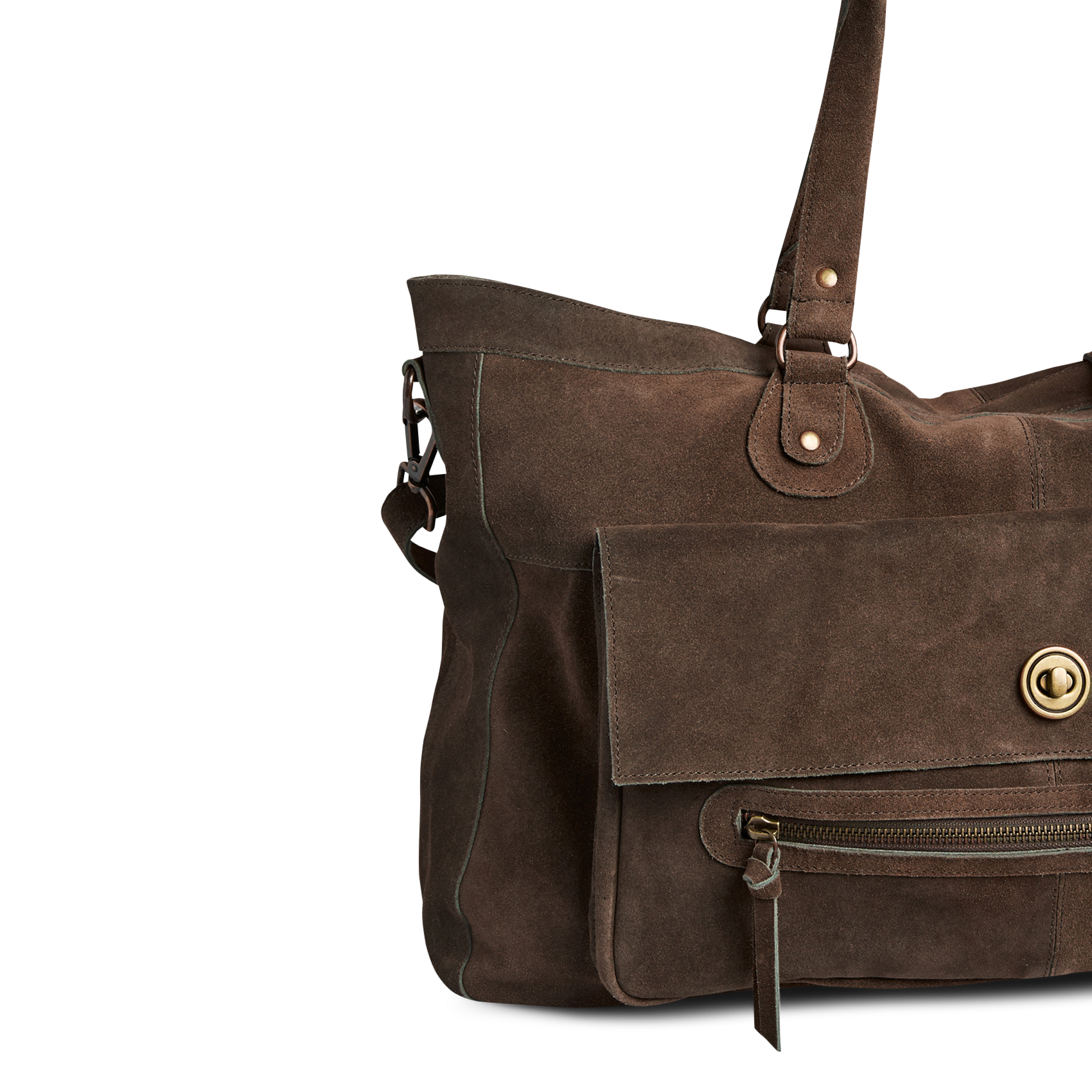 leather shoulder bag PIECES Brown