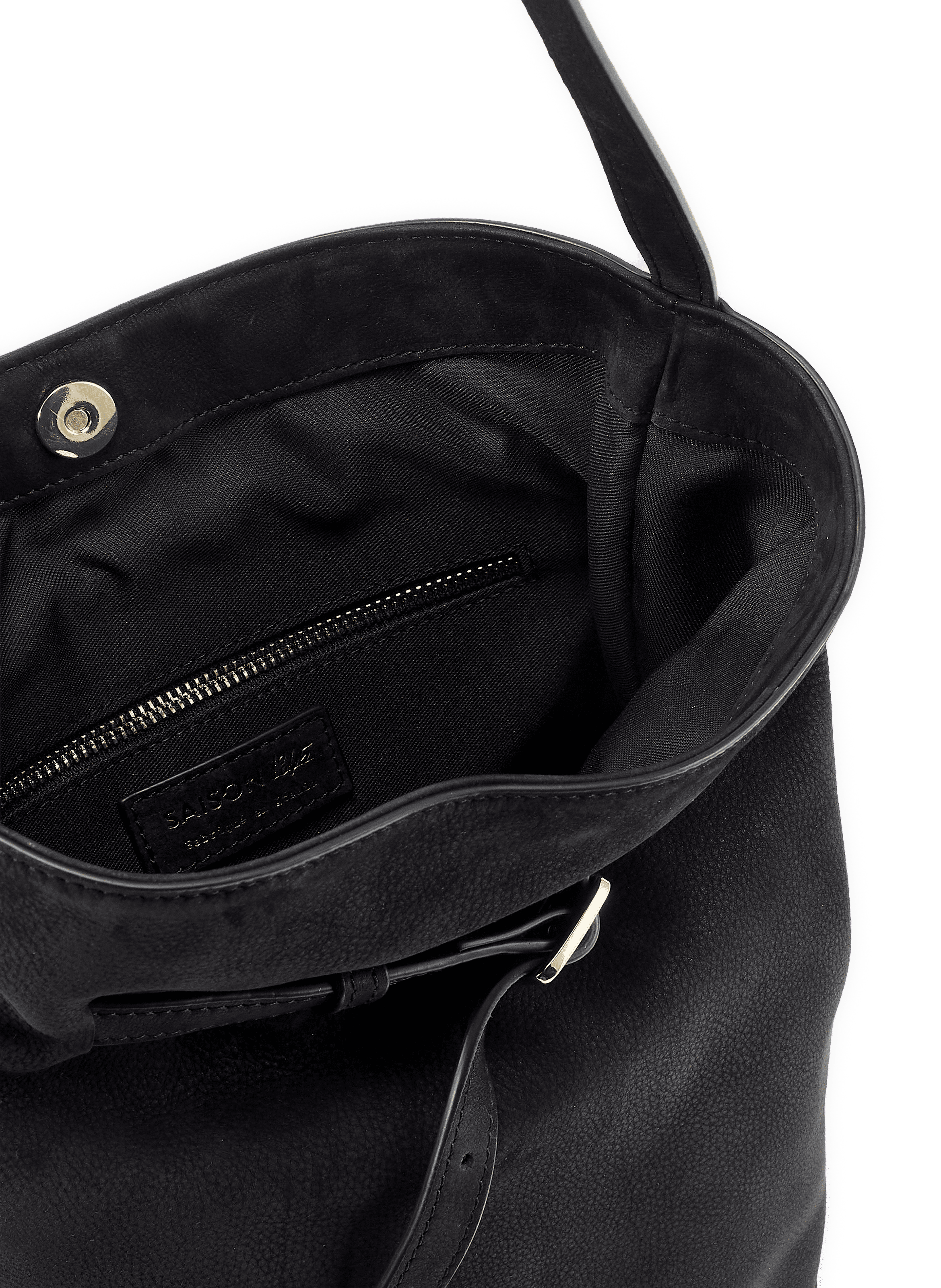 Ischi suede leather bucket bag SAISON 1865 Black