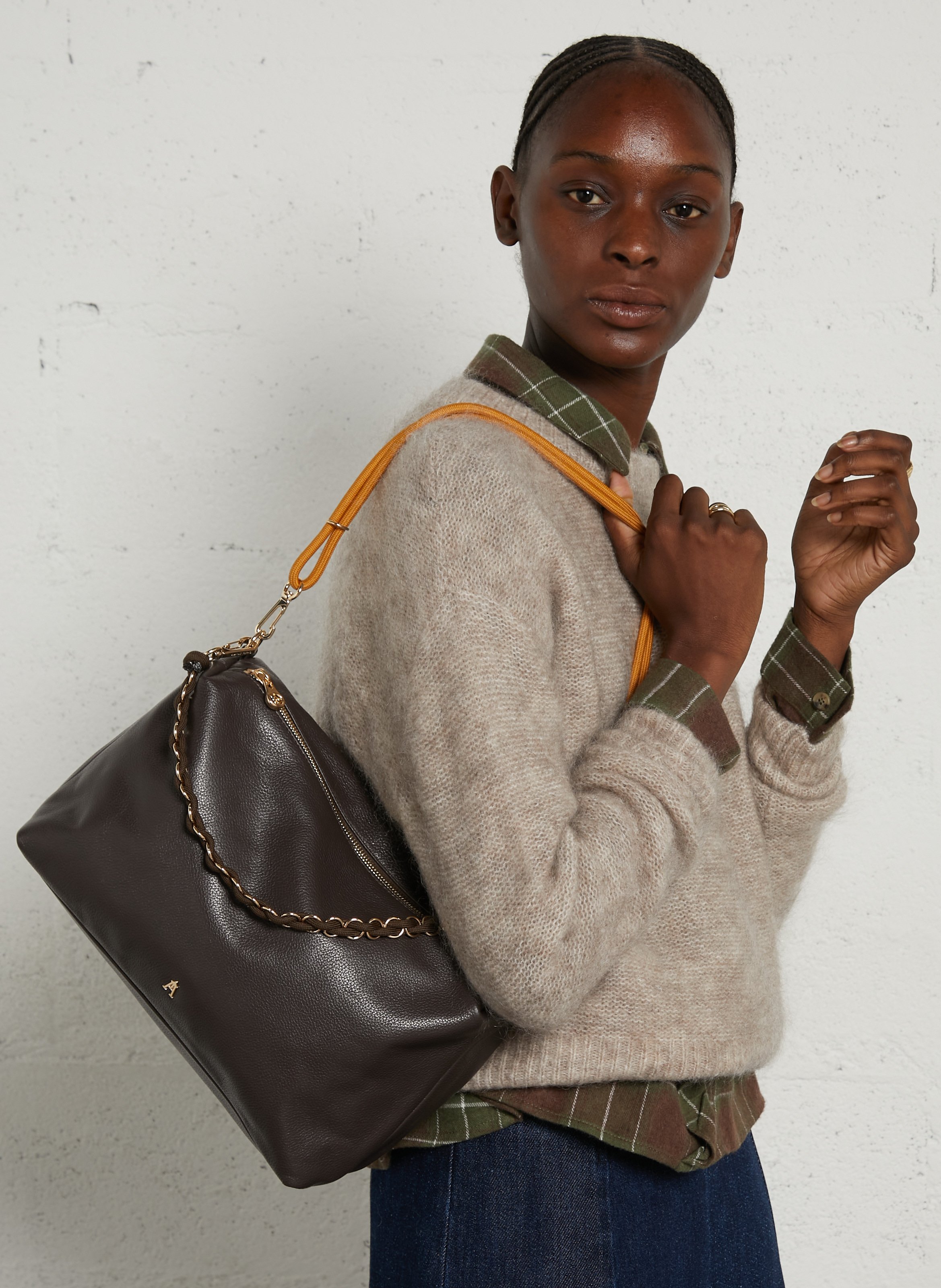 Handtasche aus genarbtem Kalbsleder CRAIE STUDIO Schwarz