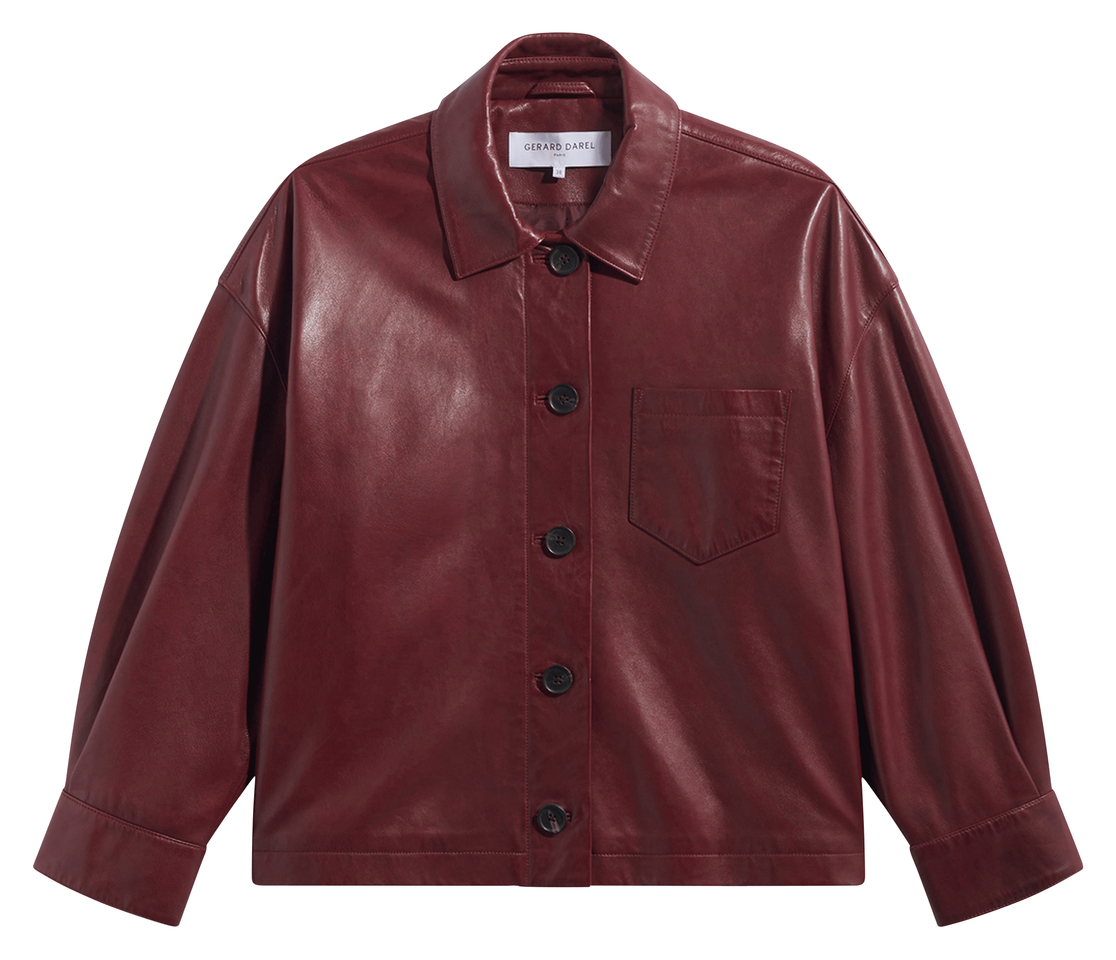 Straight leather jacket with classic collar GERARD DAREL Red