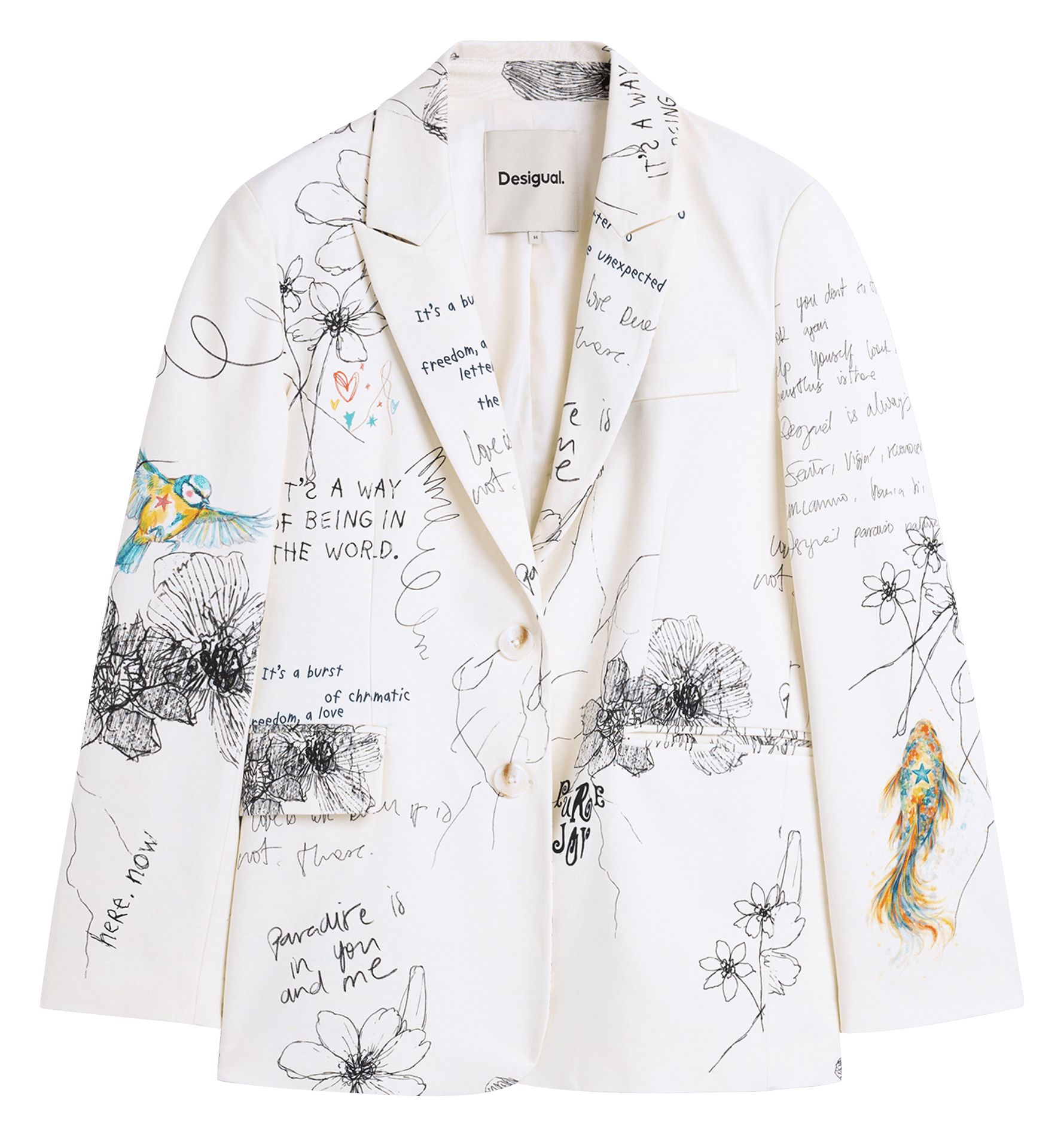 Veste col tailleur en coton mélangé DESIGUAL Blanc