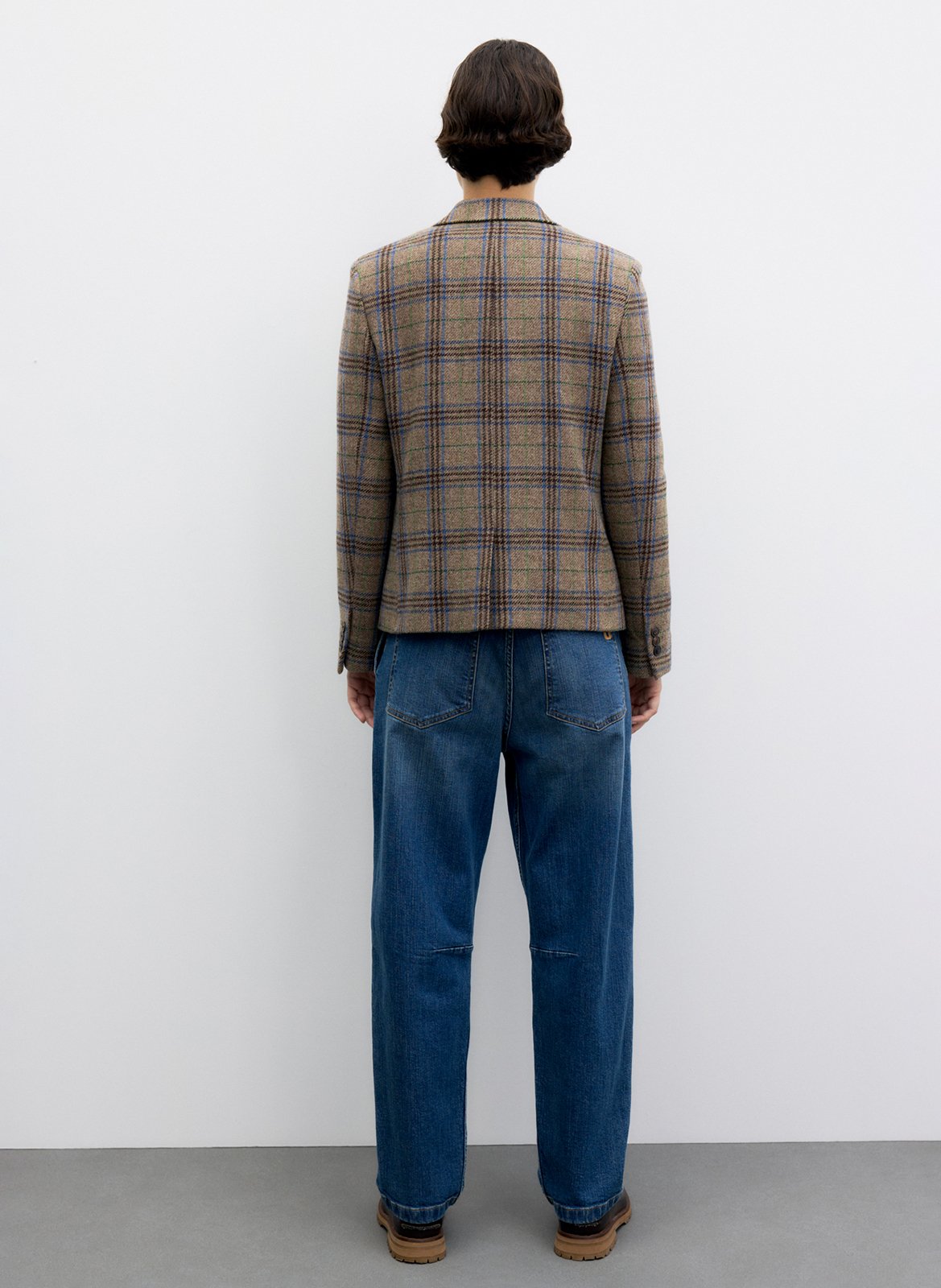 Straight tailored jacket with wool print GERARD DAREL Brown