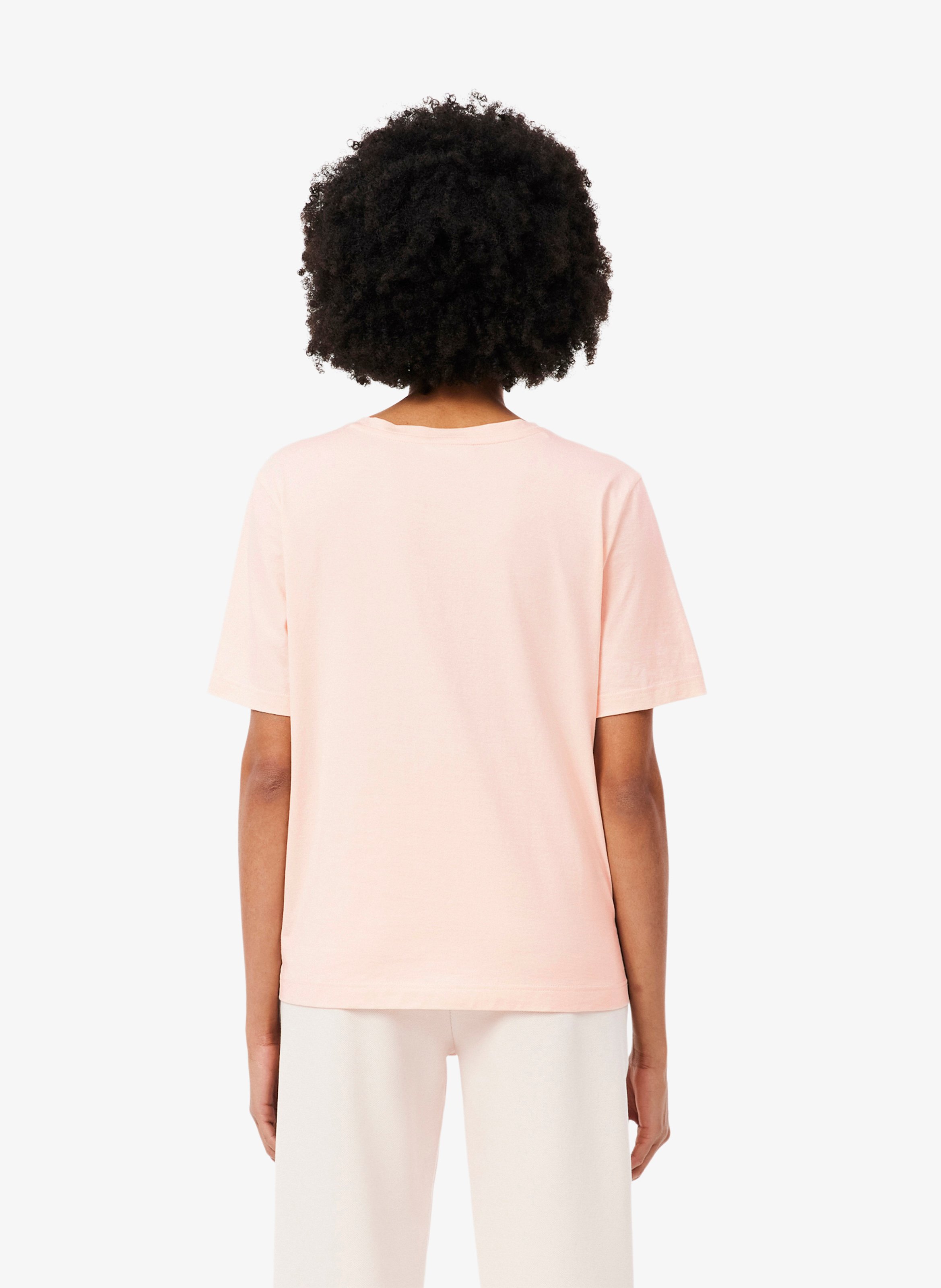 T-Shirt mit V-Ausschnitt aus Baumwolle LACOSTE Rosa