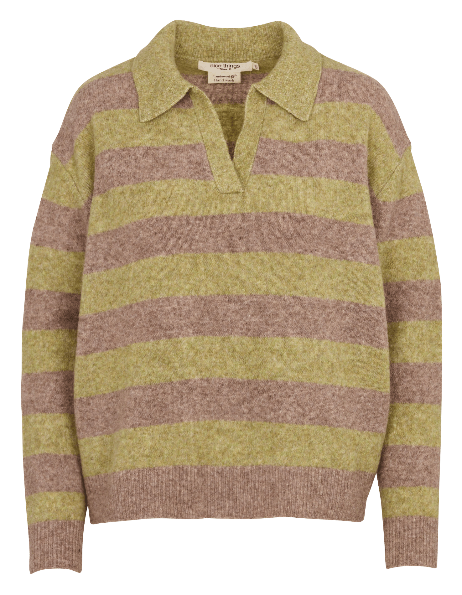 Ruime gestreepte wollen trui NICE THINGS Beige