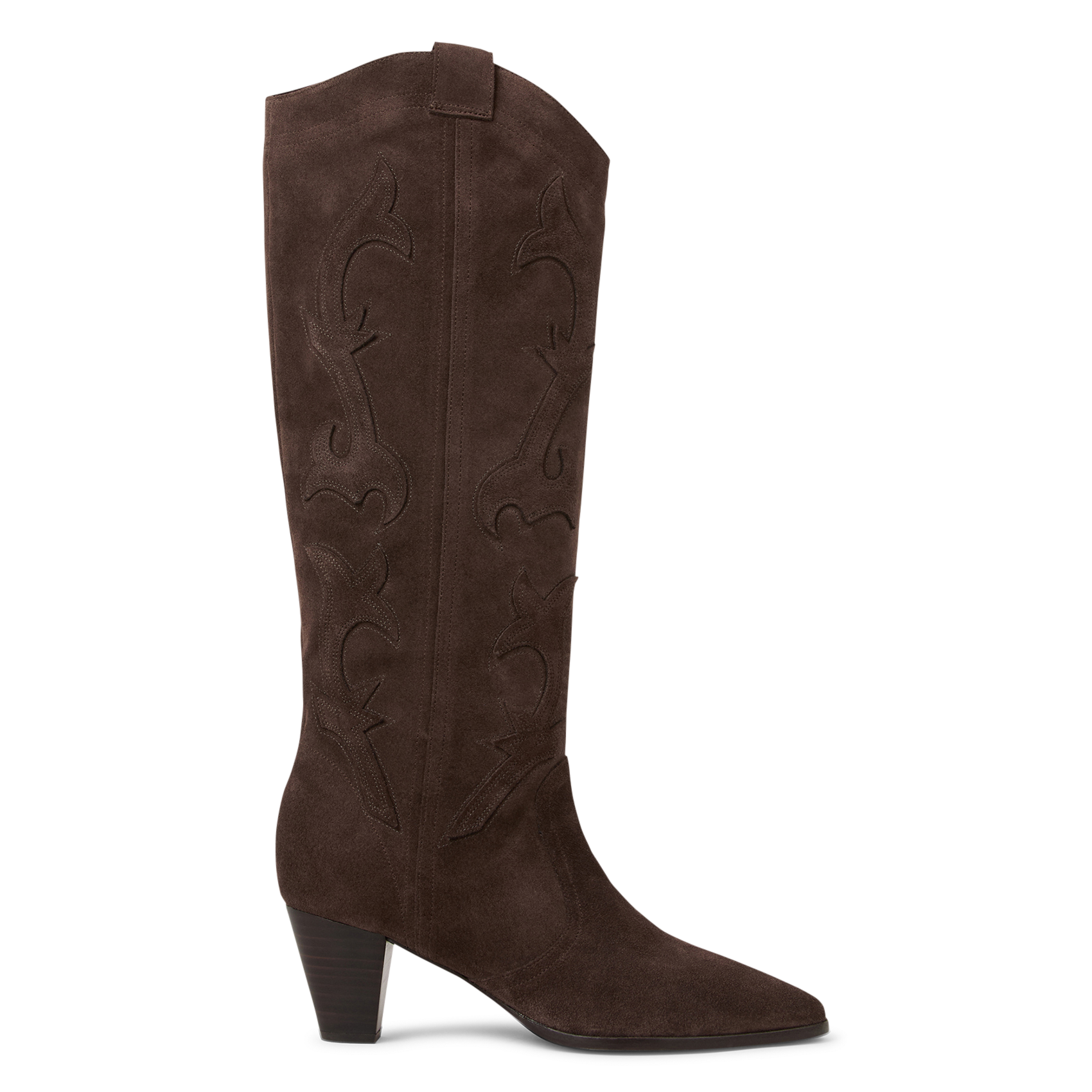 Lederstiefel mit Arabeskenstickerei BA&SH Braun
