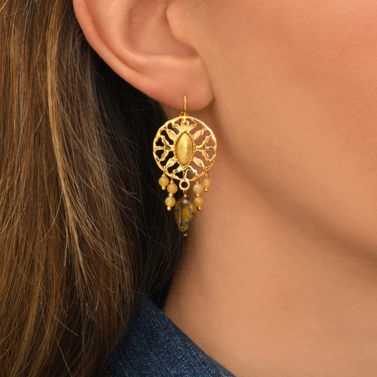 Sleeper earrings in gold-plated finish SATELLITE PARIS Golden