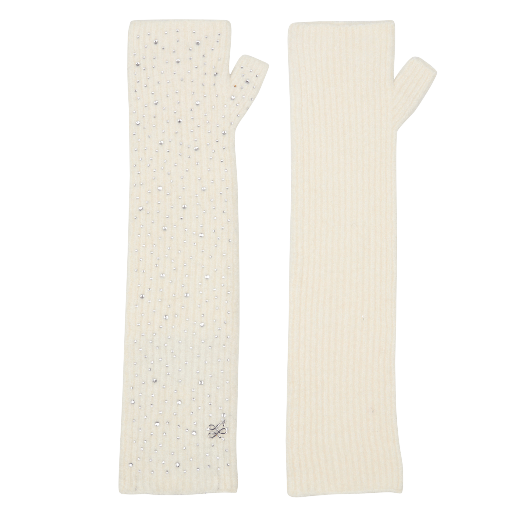 Ribbed knit fingerless gloves LA FEE MARABOUTEE White