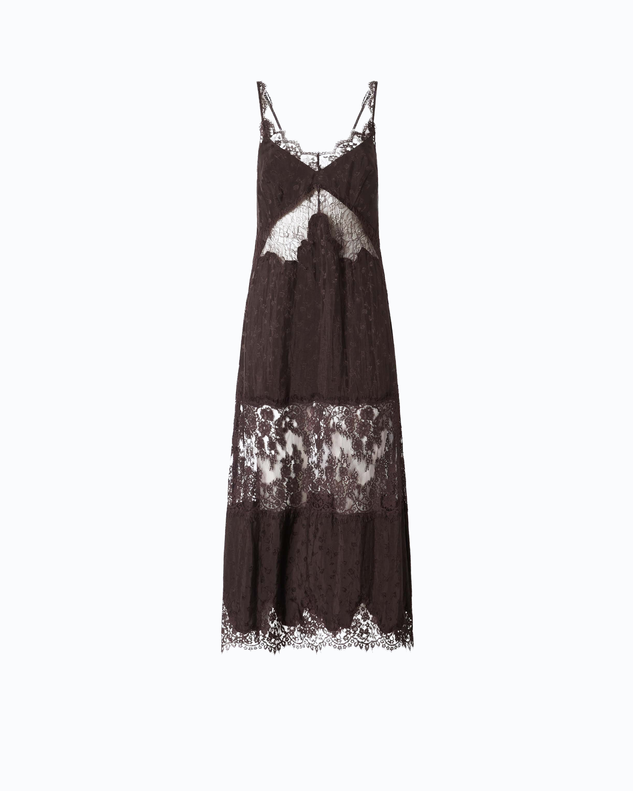 Robe nuisette mi-longue avec bandes en dentelle PINKO Marron