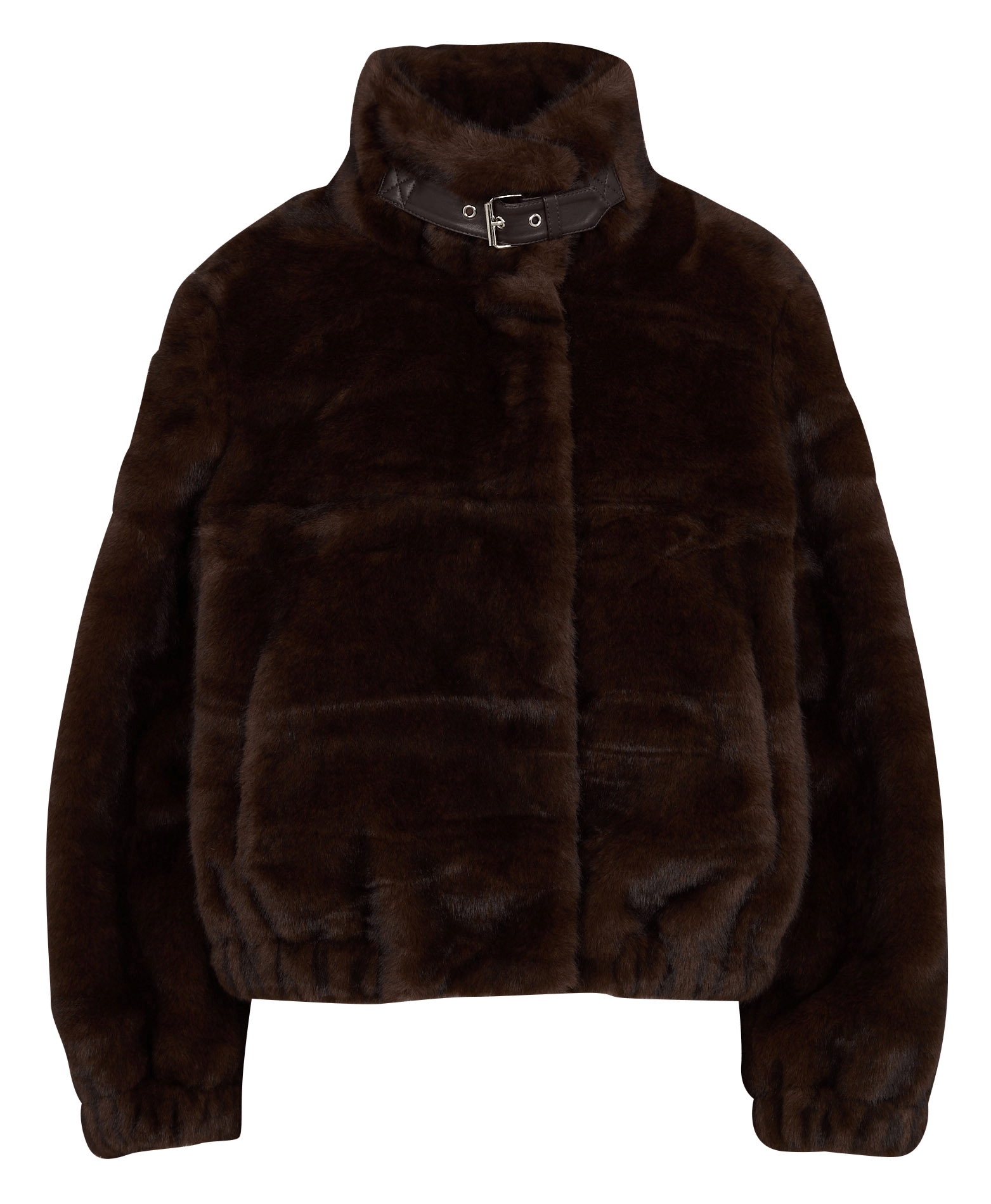 Straight high-neck faux fur coat KOOKAI Brown