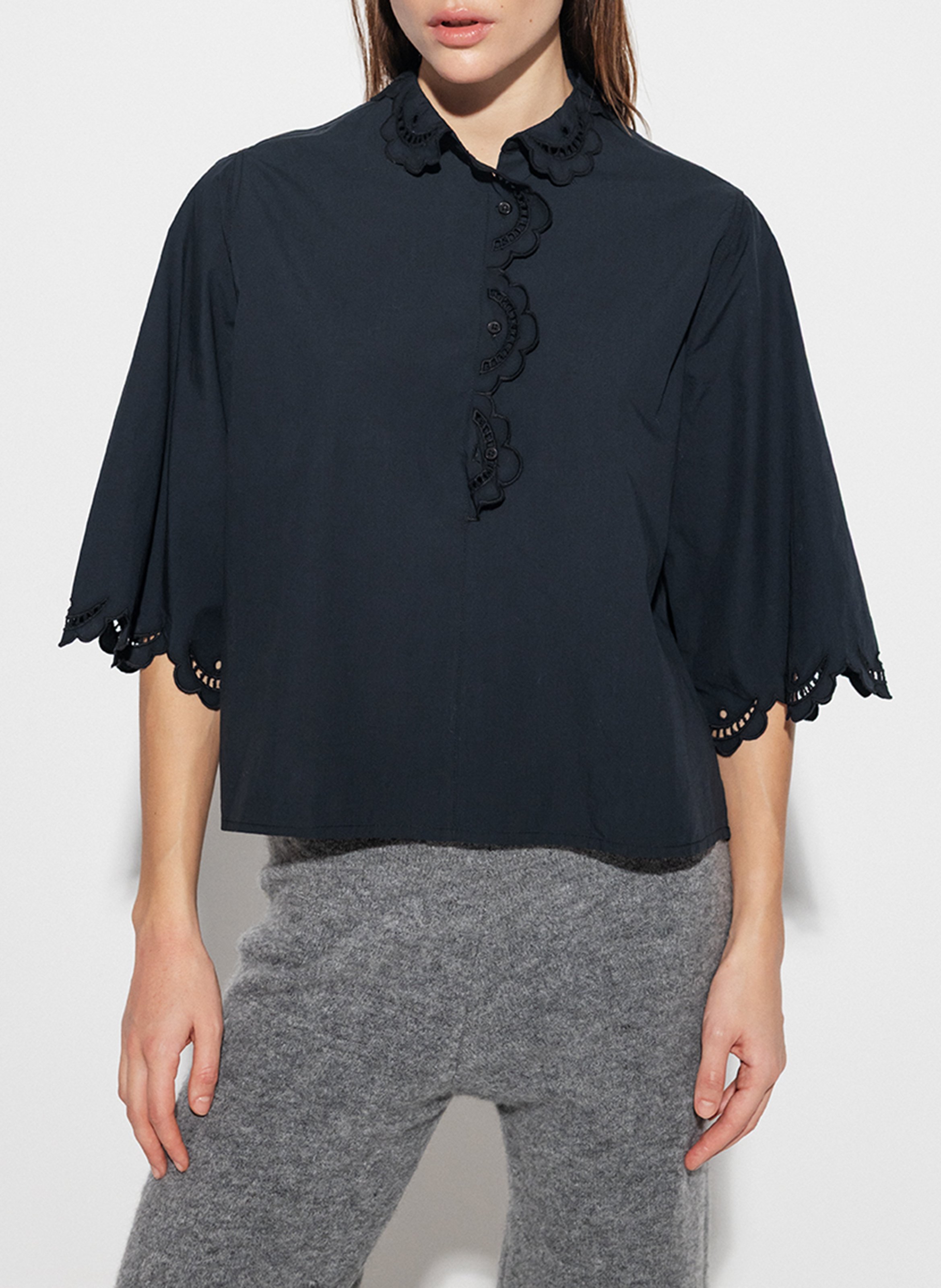 Chemise ample en coton bio PROJECT-AJ117 Noir