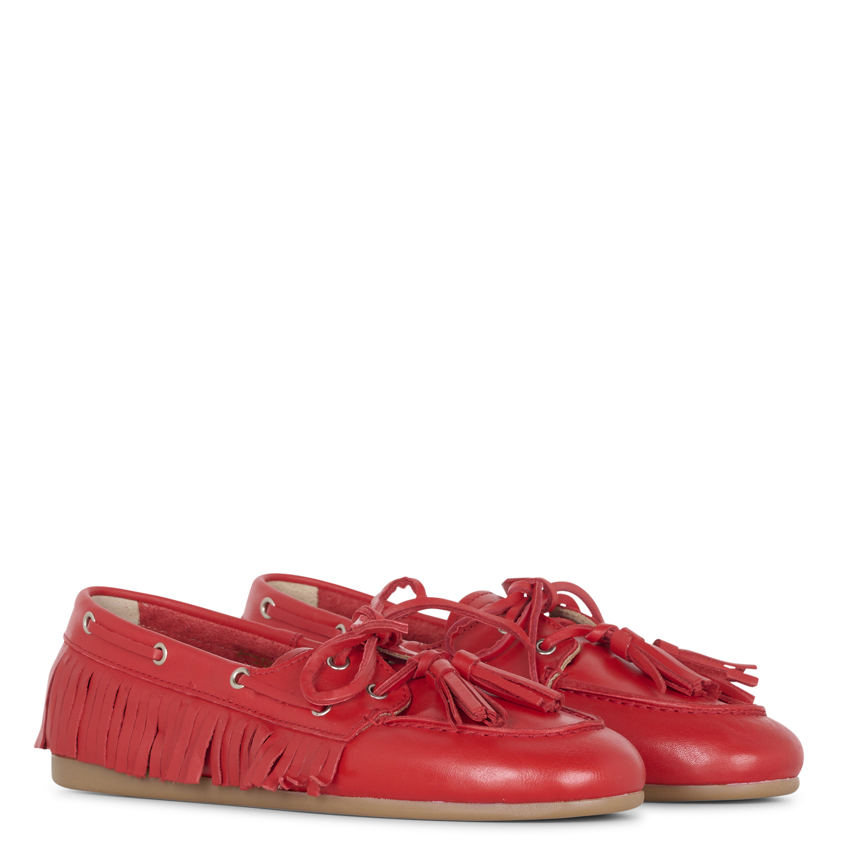 Fringed leather boat shoes POSA Red