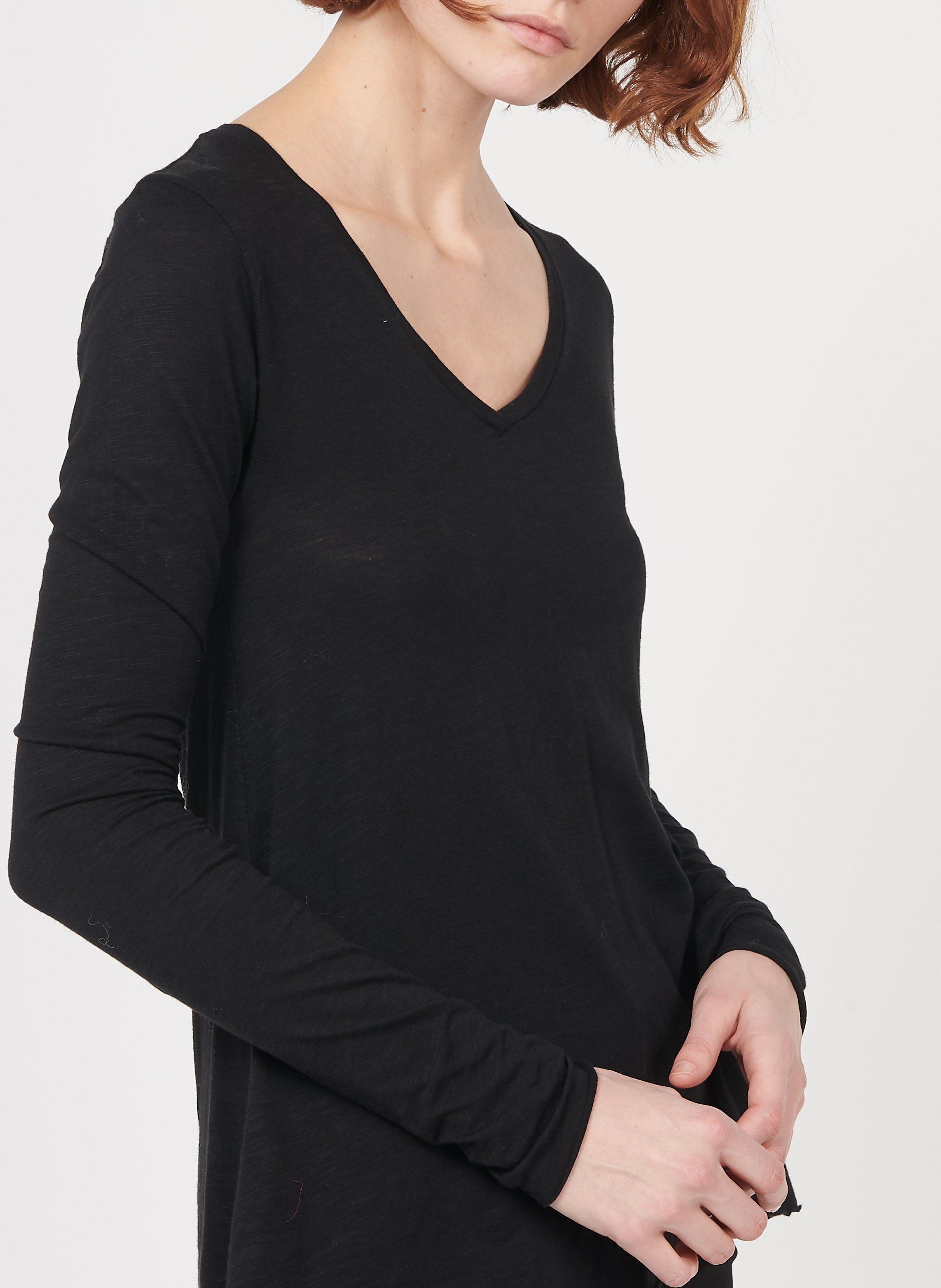 V-neck cotton-blend T-shirt AMERICAN VINTAGE Black