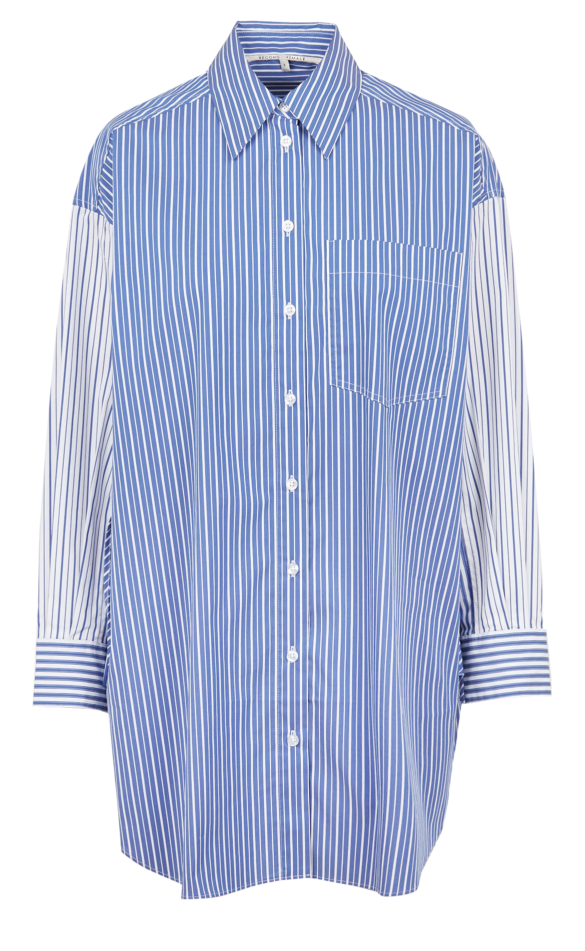 Chemise col classique en coton mélangé SECOND FEMALE Bleu