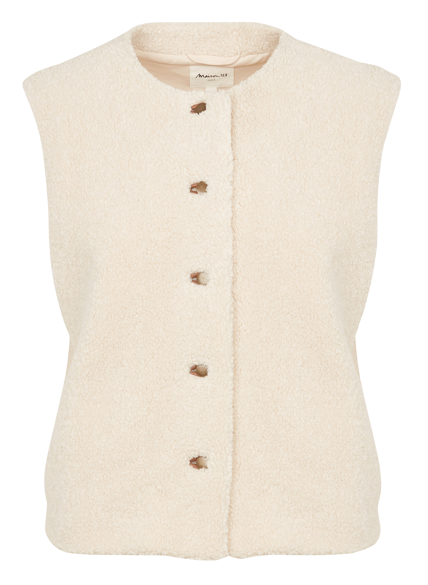 Gerade geschnittene Jacke aus Sweatstoff mit Rundhalsausschnitt MAISON 123 Beige