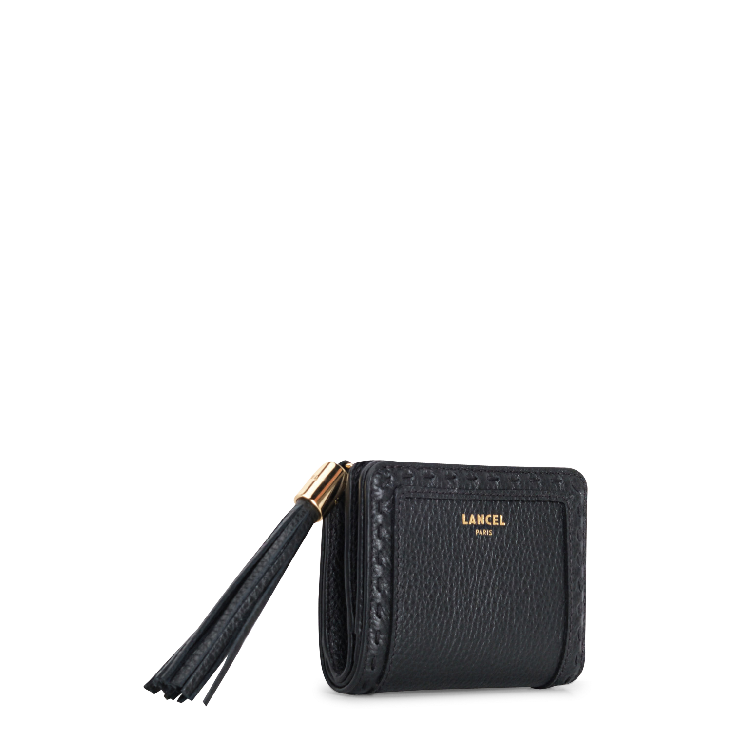 Portefeuille compact zippé en cuir  LANCEL Noir