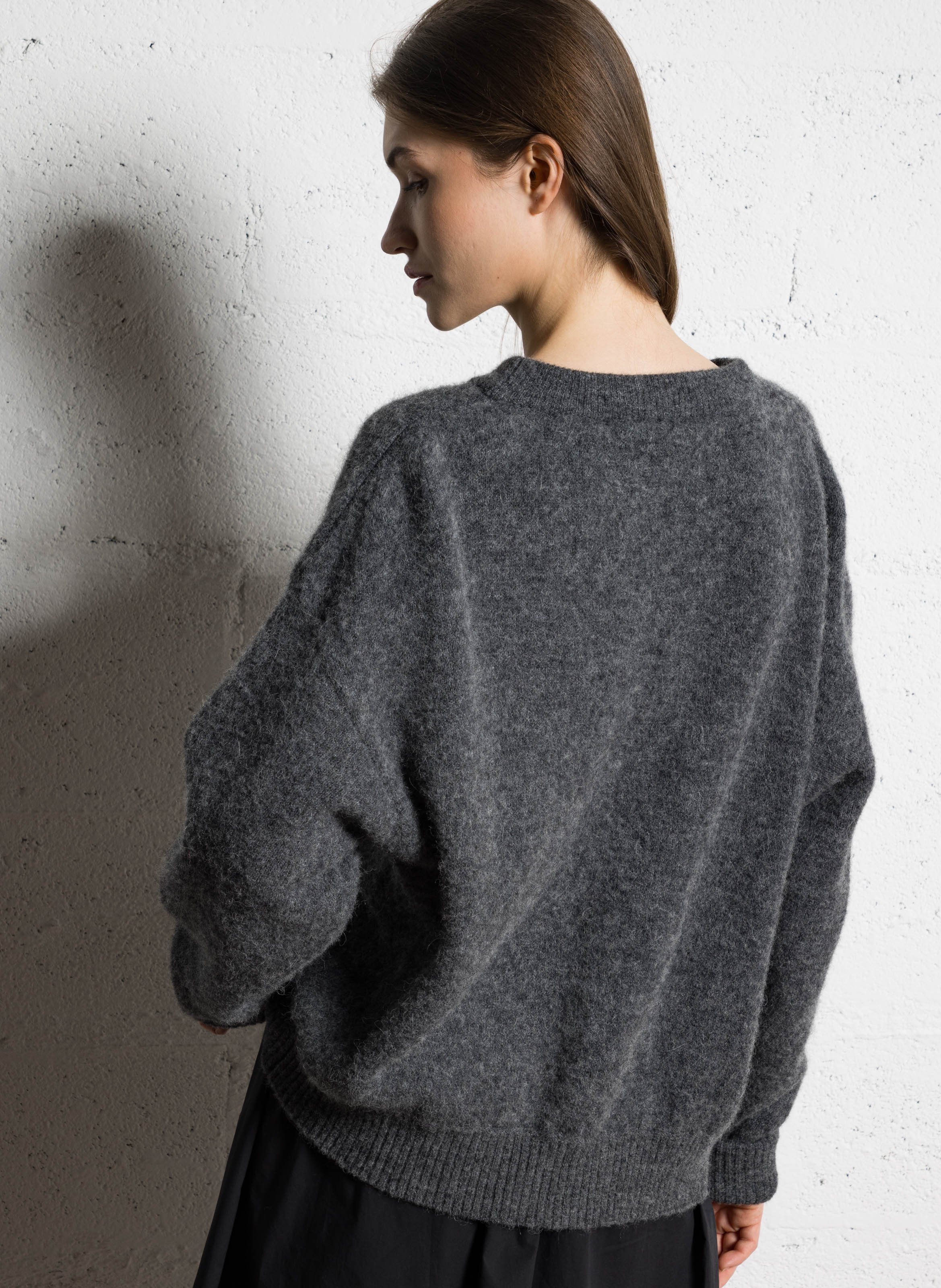 Weit geschnittener Rundhalspullover aus Wollmix AMERICAN VINTAGE Grau