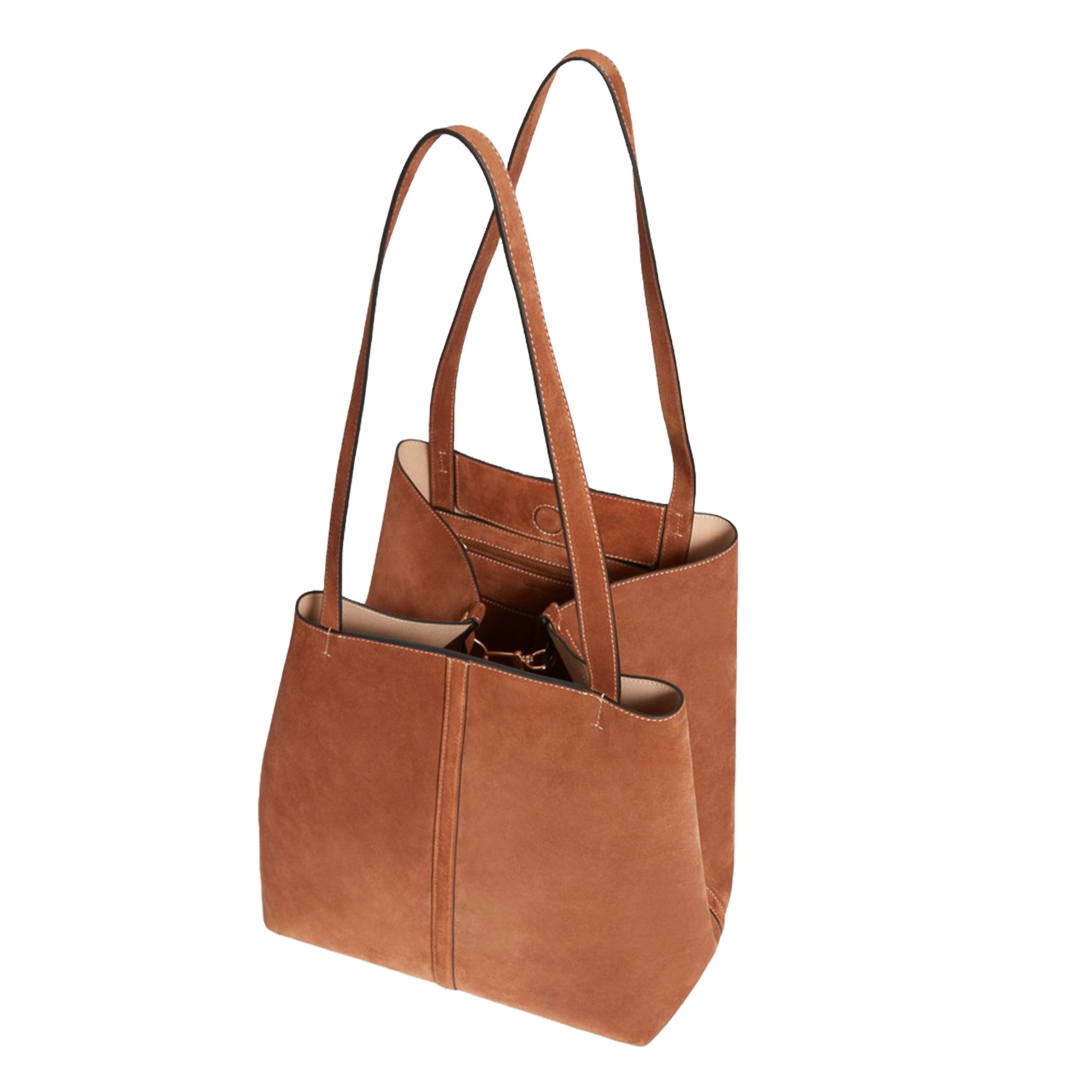 Sac cabas en cuir velours VANESSA BRUNO Marron