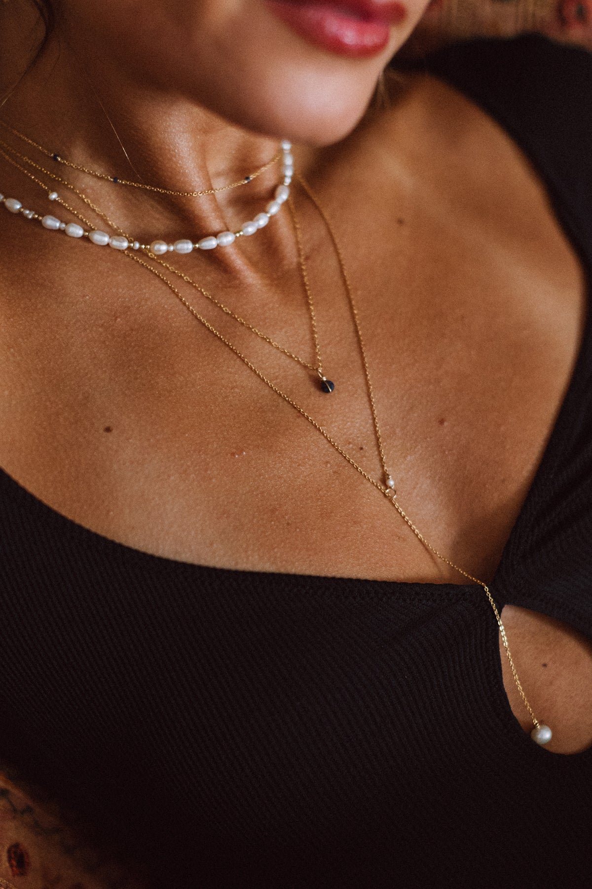 Reversible pearl necklace White