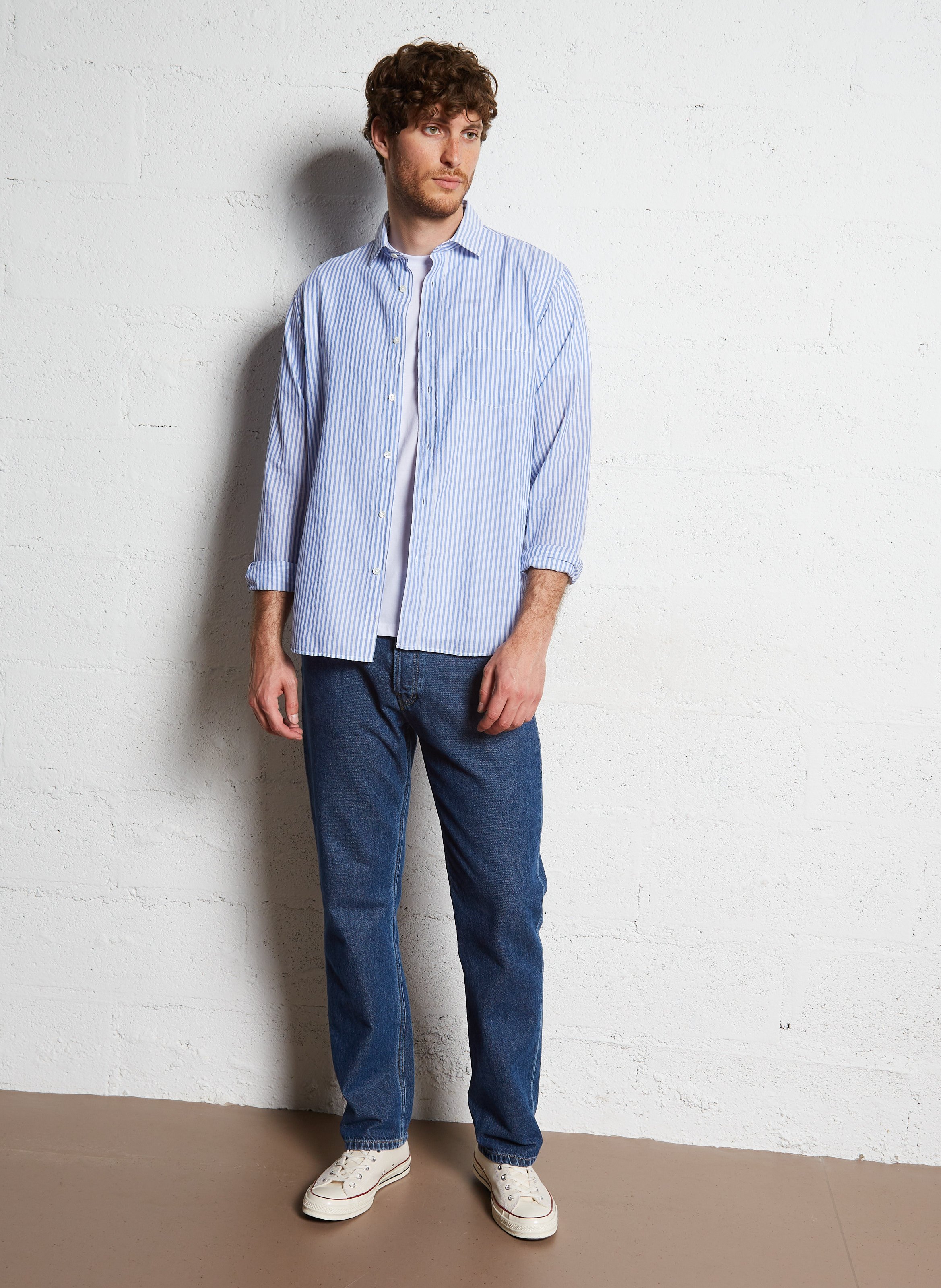 Shirt with classic collar in cotton HARTFORD Blue