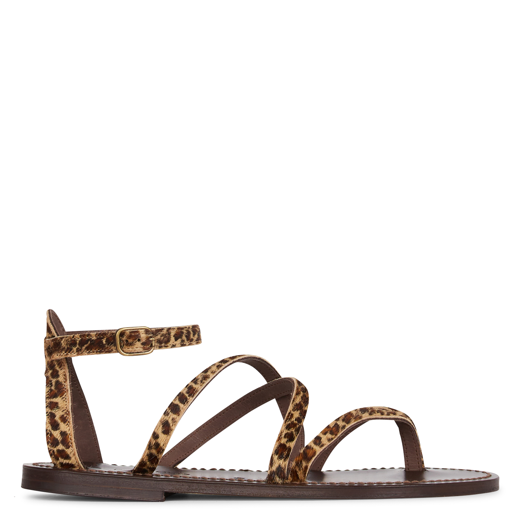 Aouda flat leather sandals K JACQUES Brown