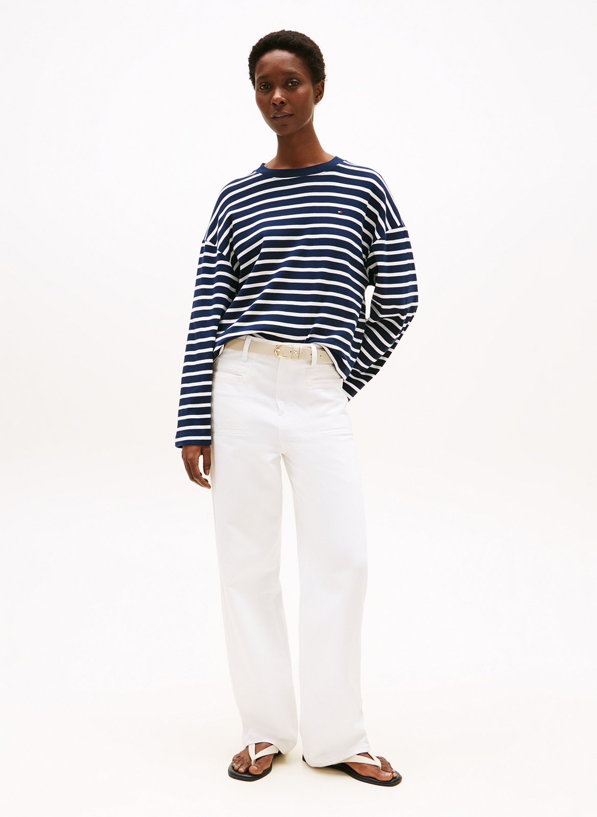 Tee-shirt col rond en coton rayé TOMMY HILFIGER Bleu