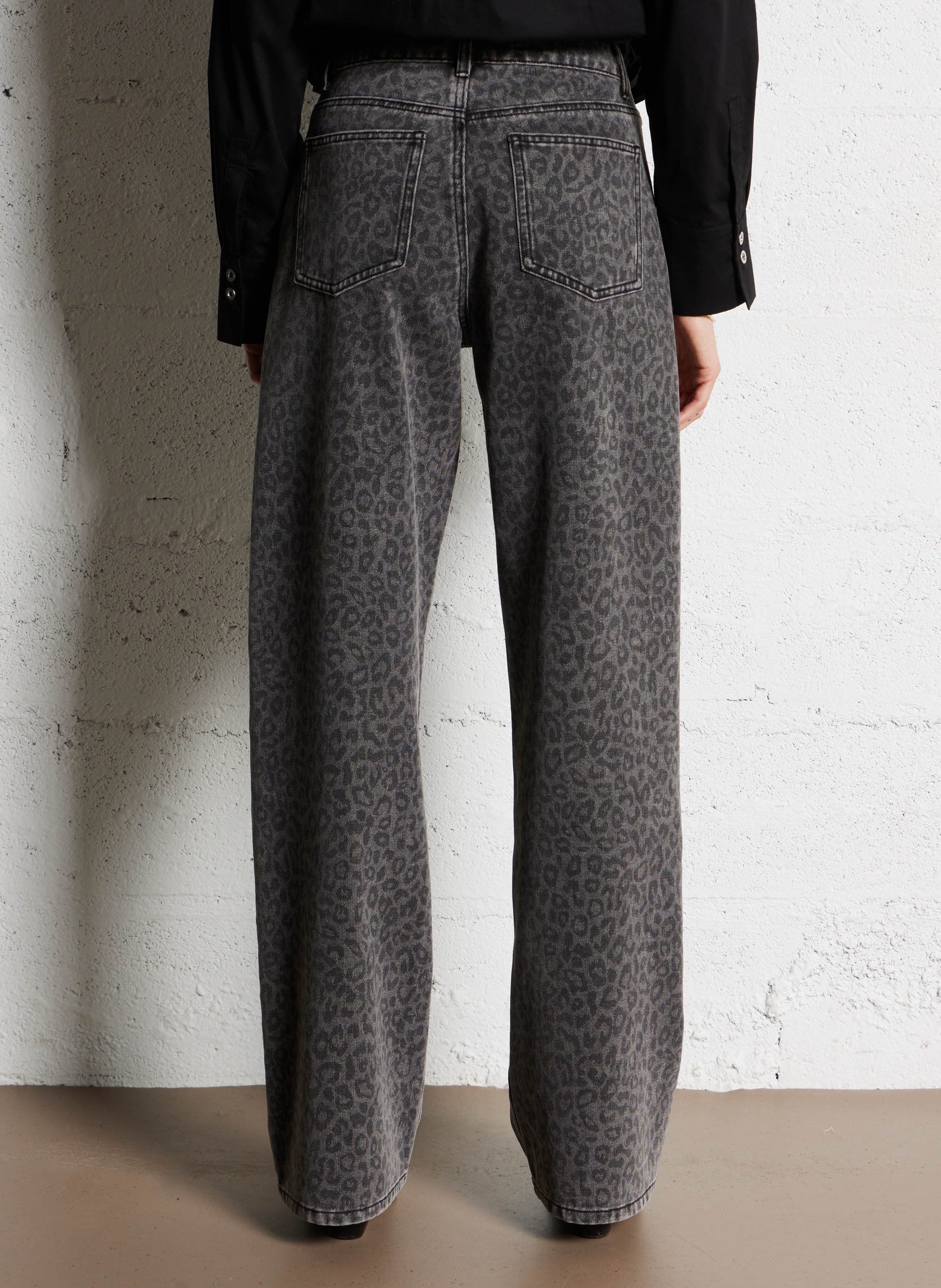 Jean droit en coton mélangé SUNCOO Noir