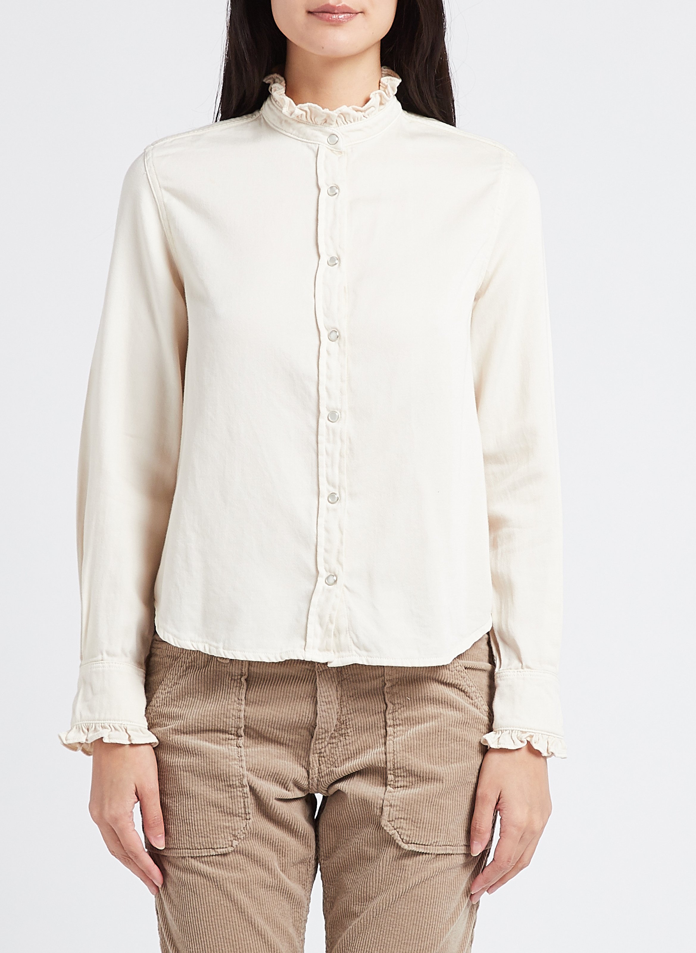 Katoenen blouse met Victoriaanse kraag ACQUAVERDE